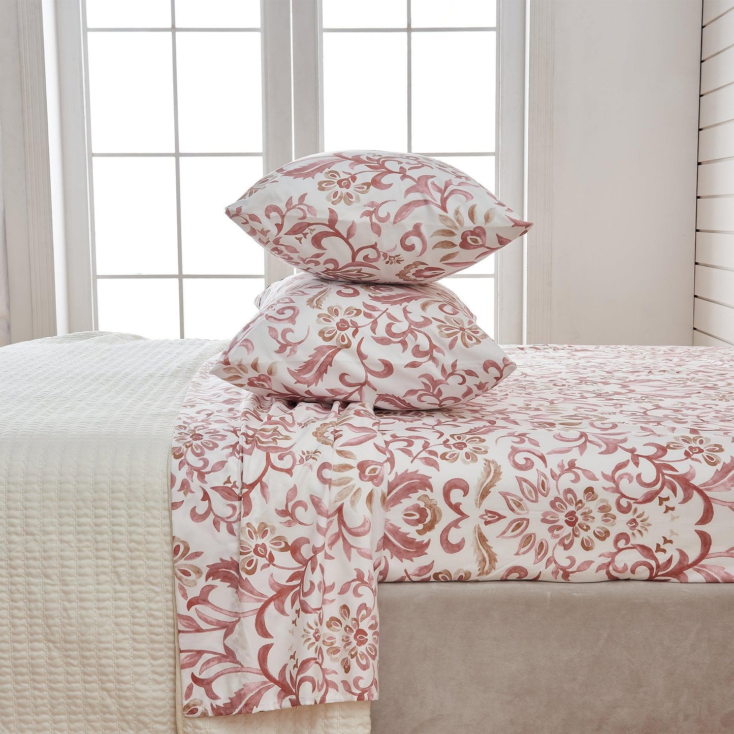 Floral Microfiber Sheet Sets - Delia - Coastal & Floral Themed Bedding - Quahog Bay Bedding
