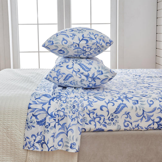 Floral Microfiber Sheet Sets - Delia - Coastal & Floral Themed Bedding - Quahog Bay Bedding