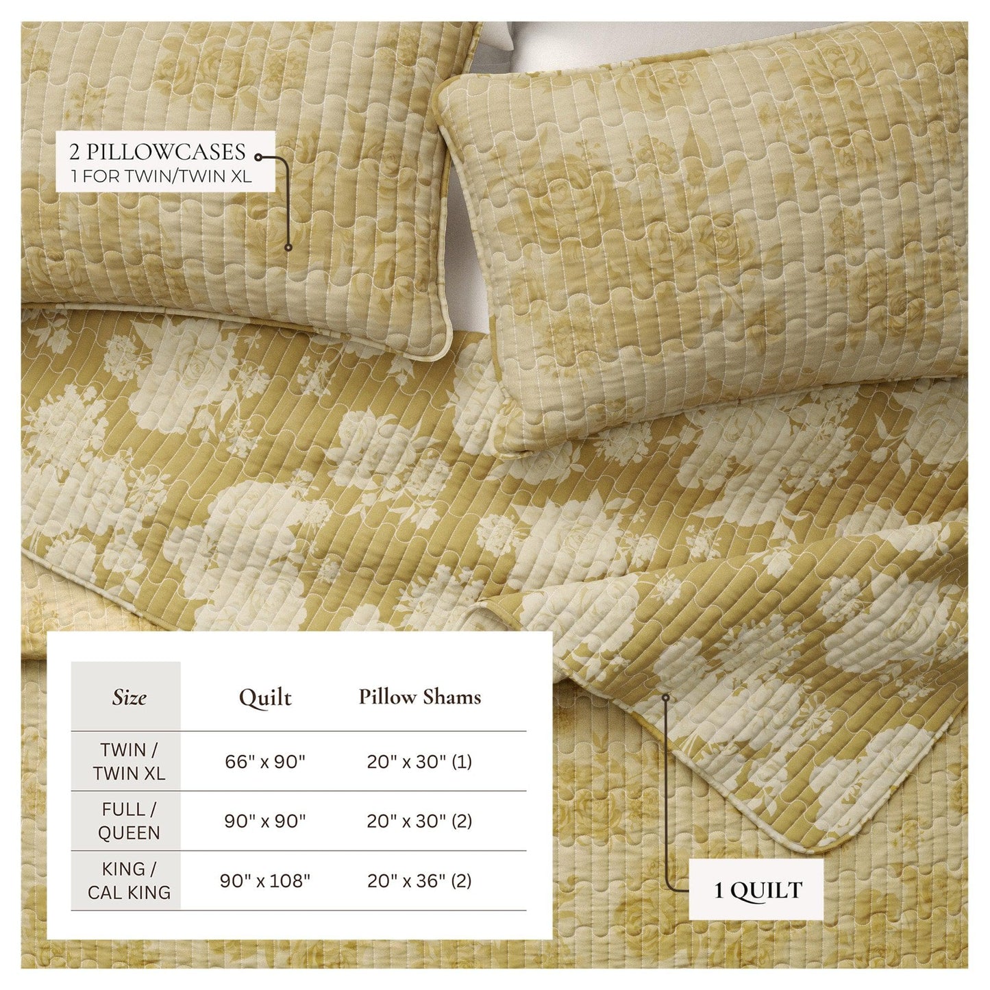 Floral Printed Cotton Quilt Set - Corin Collection - Quahog Bay Bedding