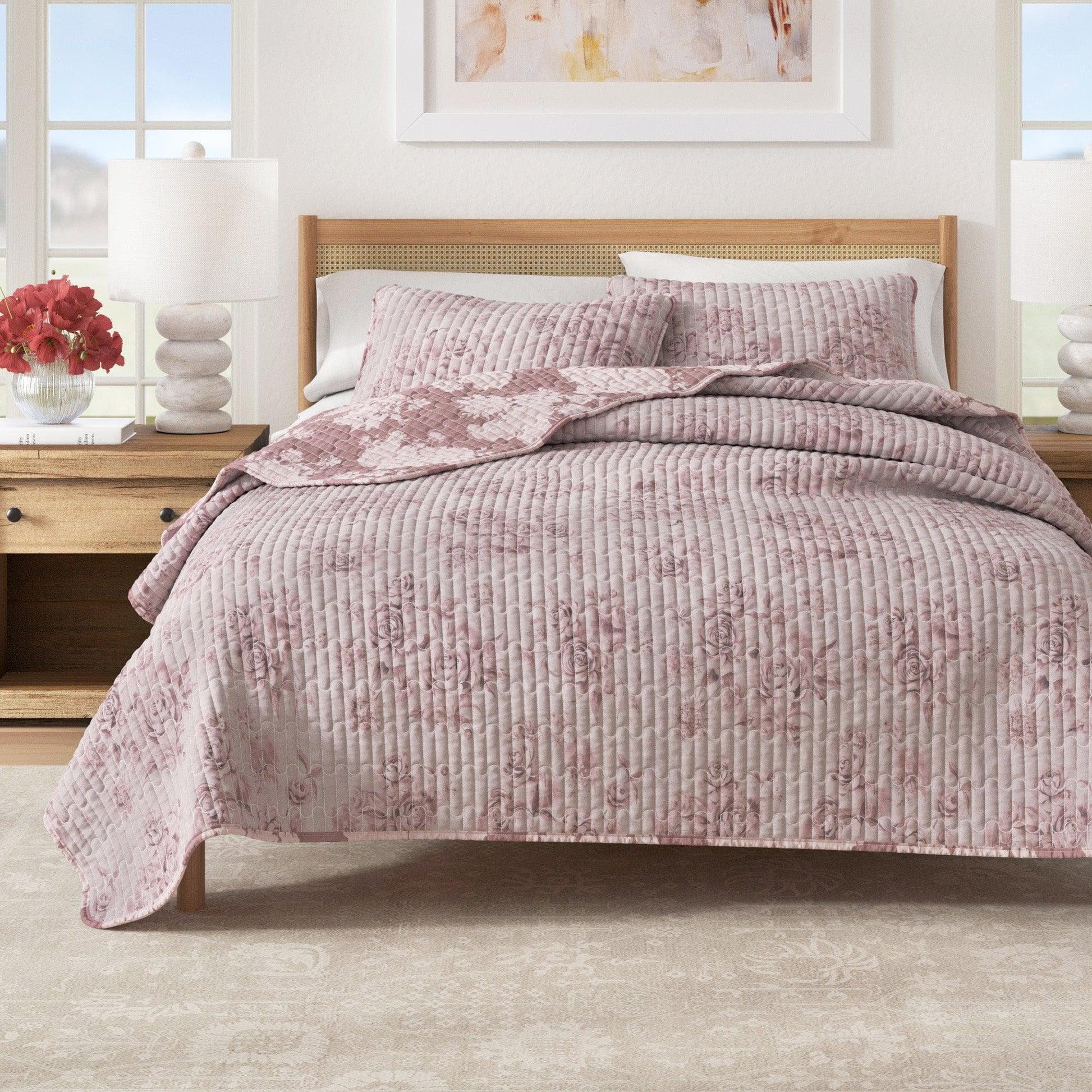 Floral Printed Cotton Quilt Set - Corin Collection - Quahog Bay Bedding