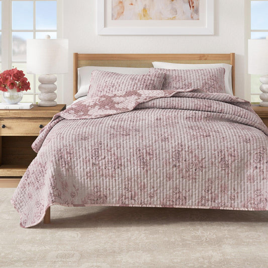 Floral Printed Cotton Quilt Set - Corin Collection - Quahog Bay Bedding