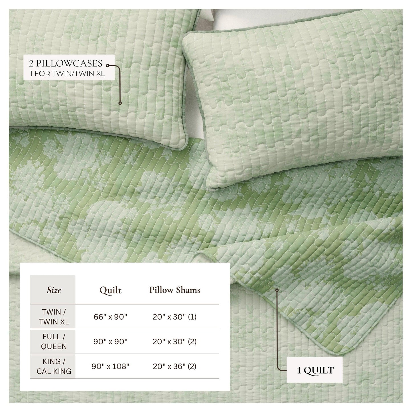 Floral Printed Cotton Quilt Set - Corin Collection - Quahog Bay Bedding