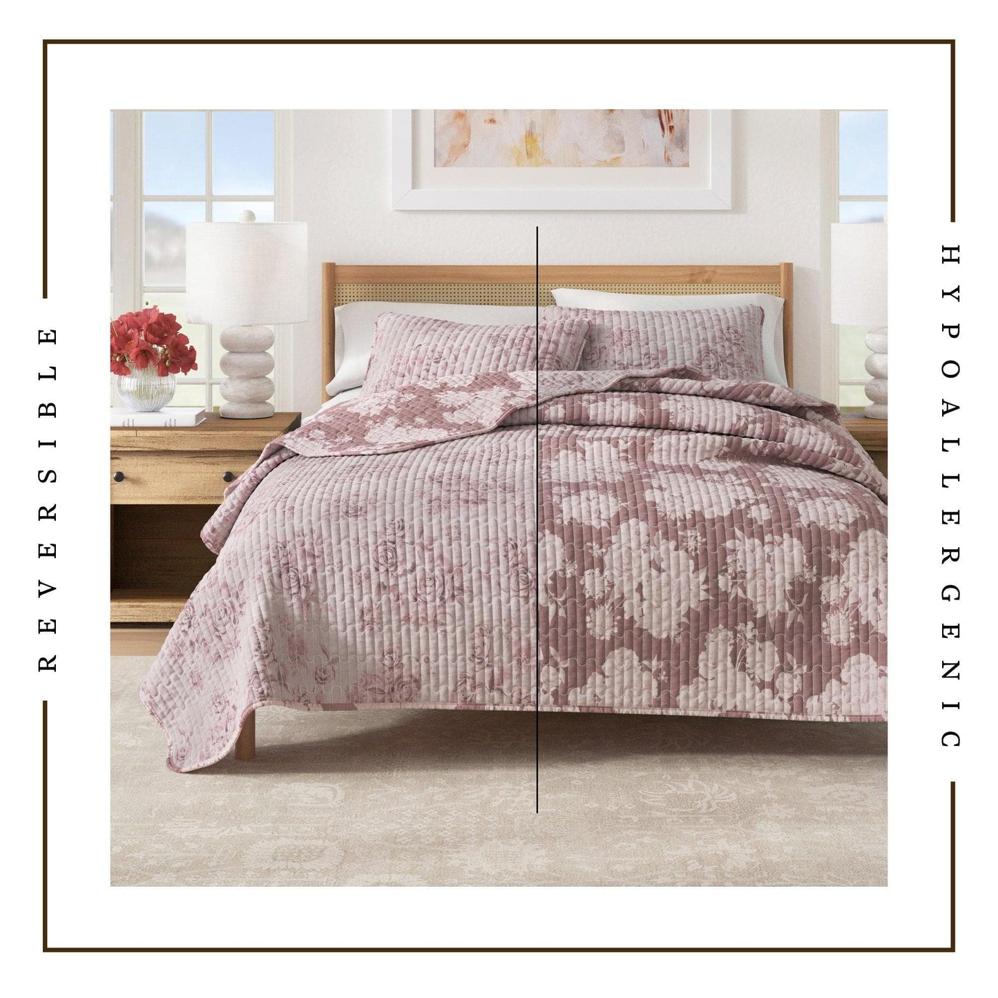Floral Printed Cotton Quilt Set - Corin Collection - Quahog Bay Bedding