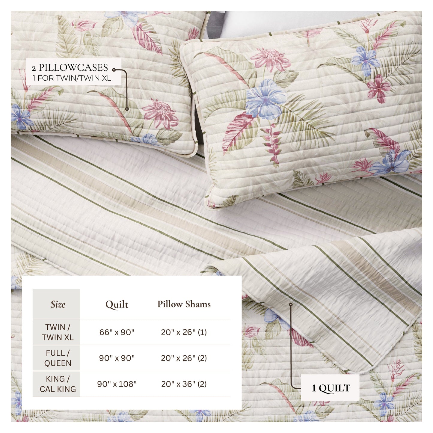 Floral Printed Cotton Quilt Set - Mendocino Collection - Quahog Bay Bedding