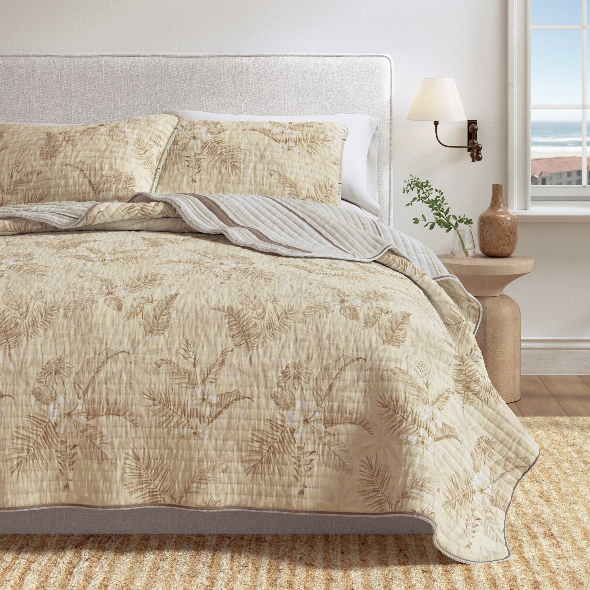 Floral Printed Cotton Quilt Set - Mendocino Collection - Quahog Bay Bedding