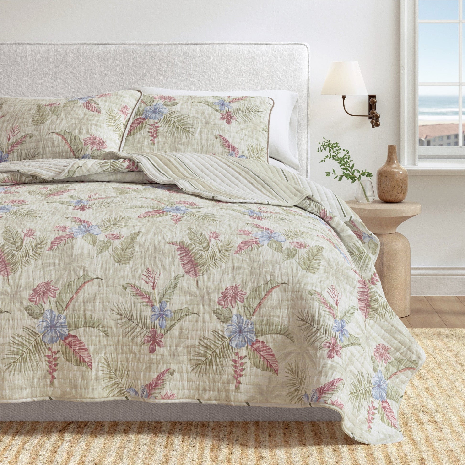 Floral Printed Cotton Quilt Set - Mendocino Collection - Quahog Bay Bedding