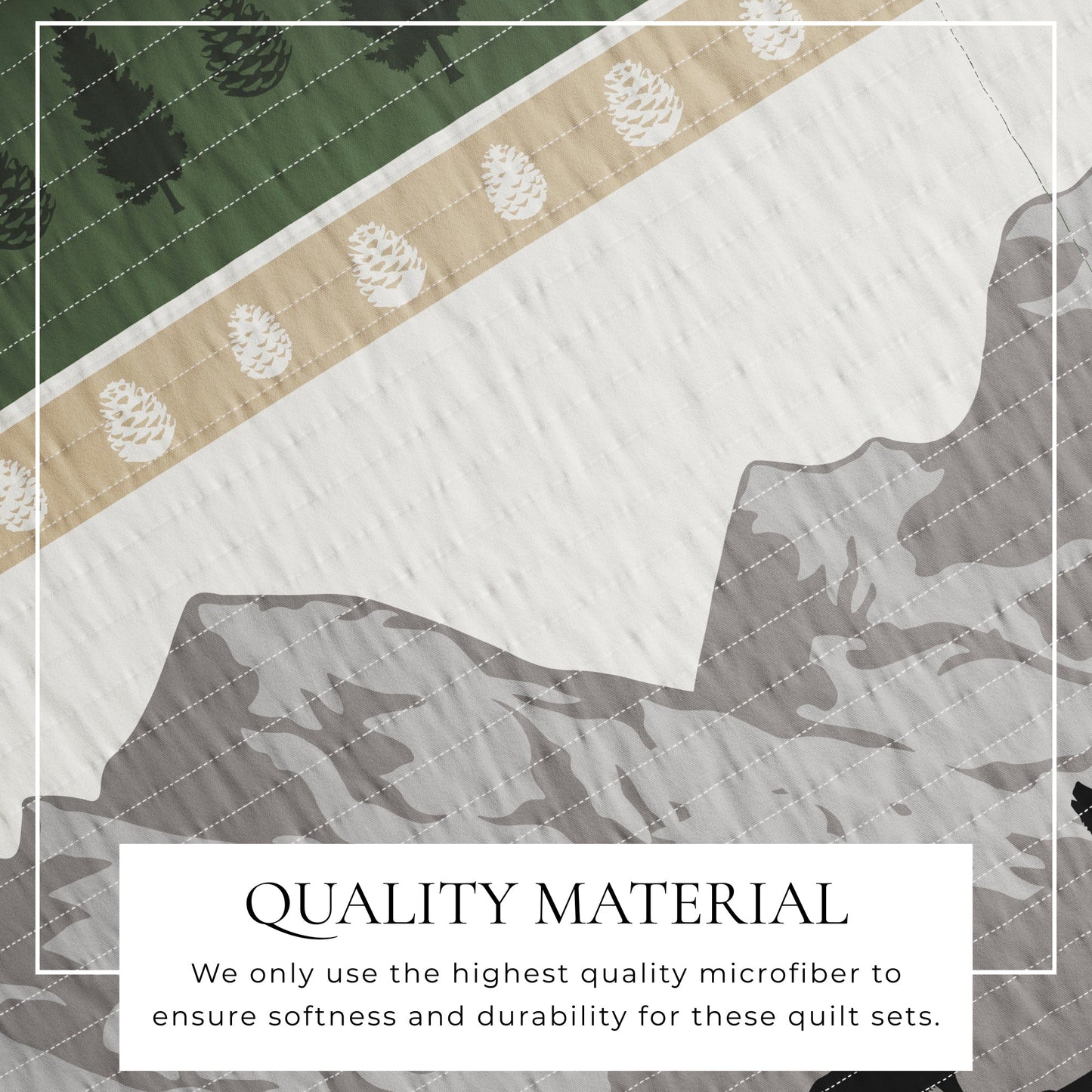 Lodge Quilt - Green With Bears, Woods & Mountains