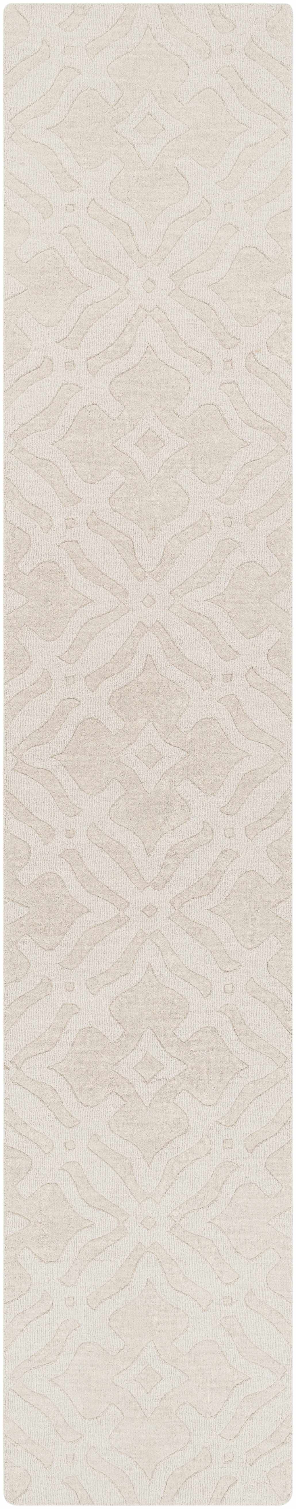 Fyffe Embossed Beige Wool Area Rug