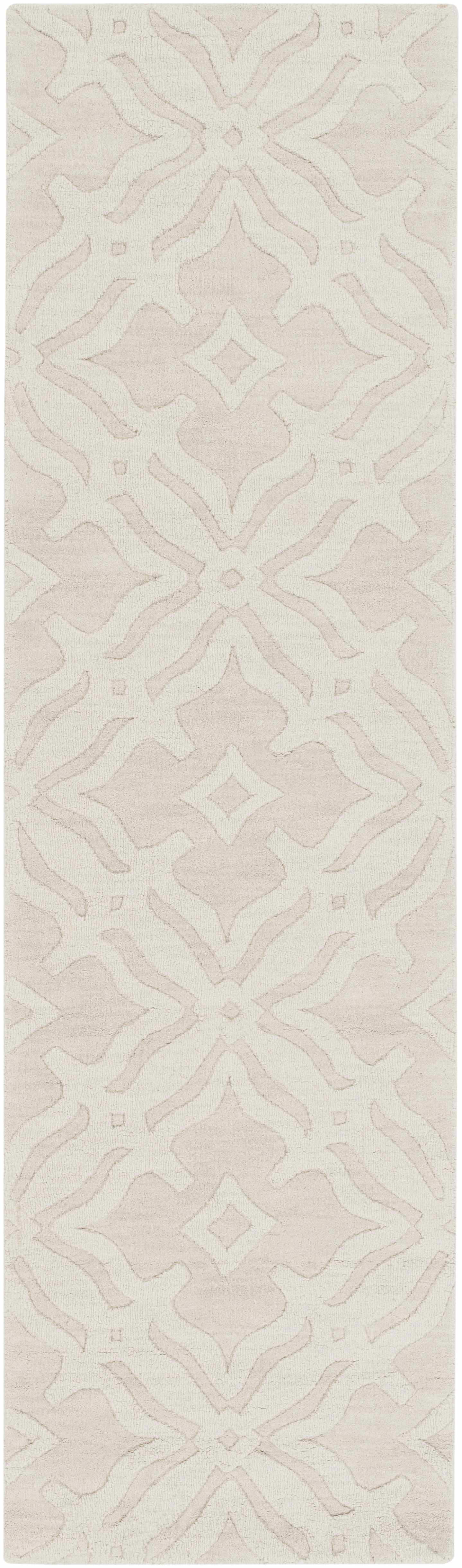 Fyffe Embossed Beige Wool Area Rug