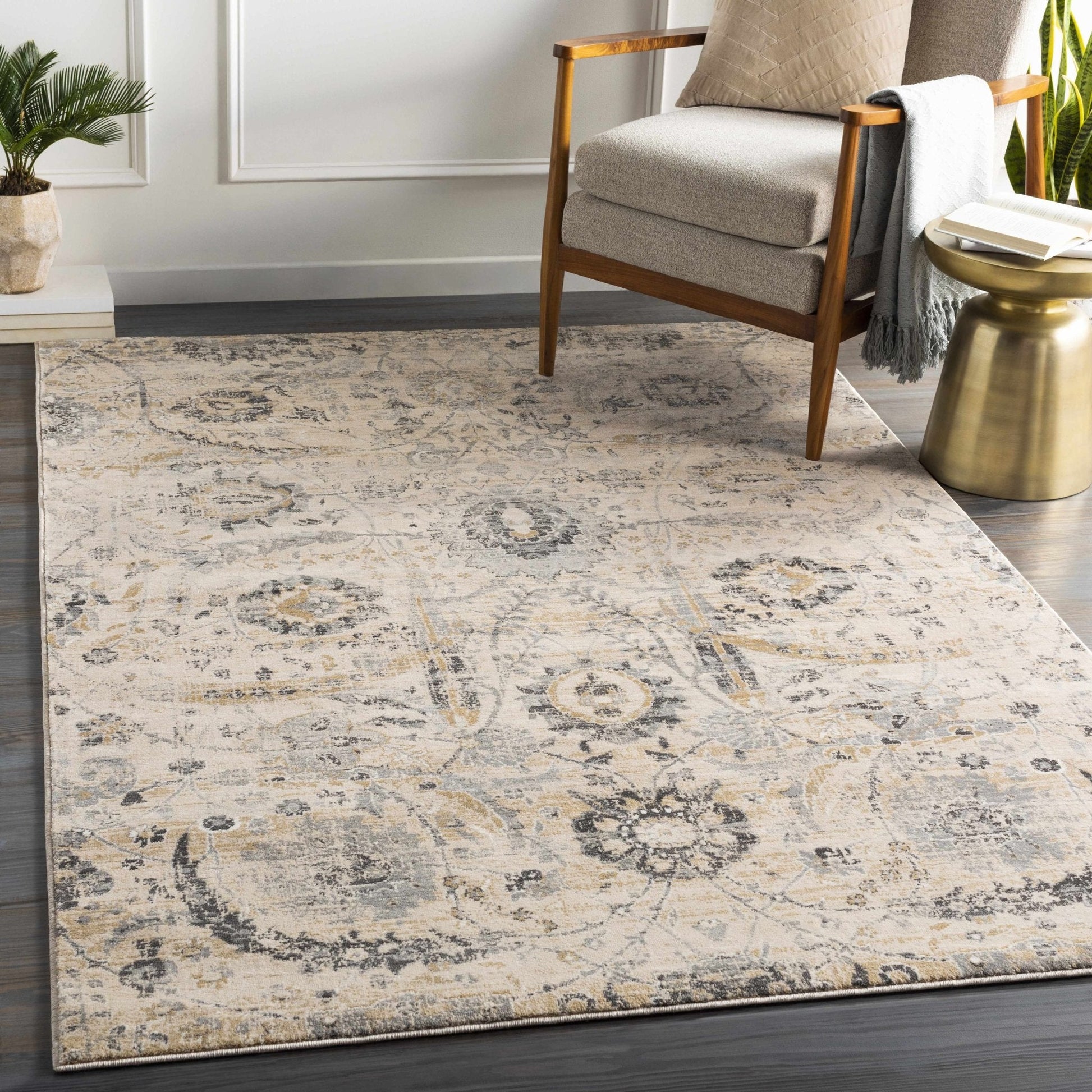 Georgiana Beige Area Rug - Medium Pile Rugs - Quahog Bay Bedding
