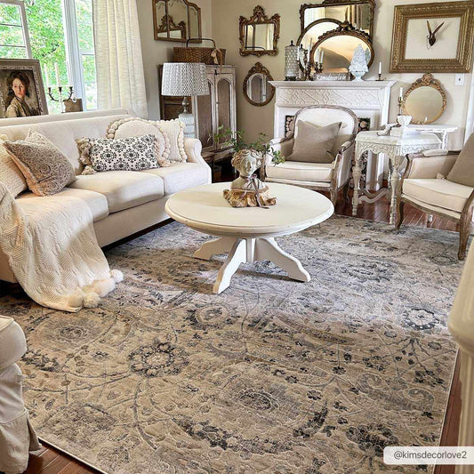 Georgiana Beige Area Rug - Medium Pile Rugs - Quahog Bay Bedding