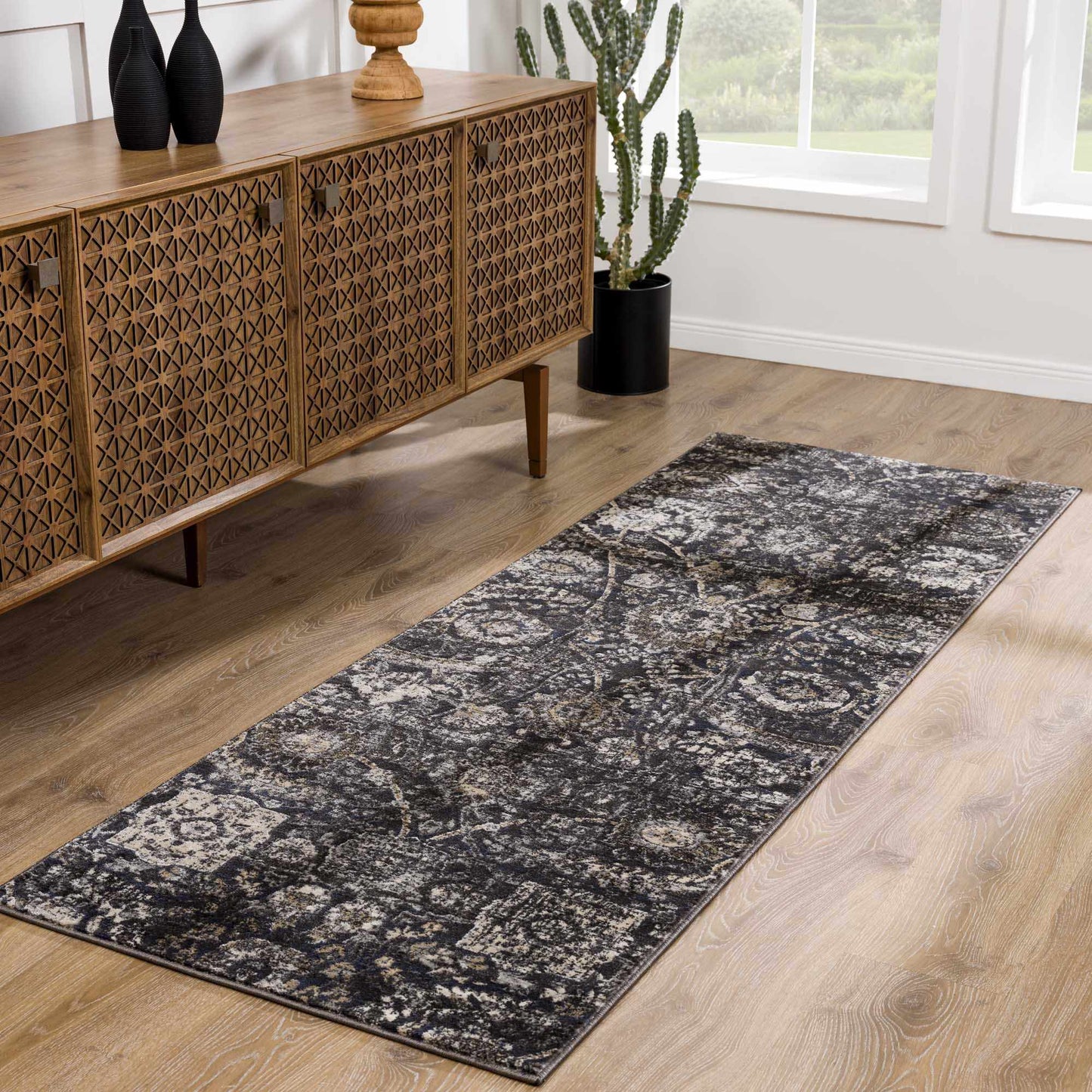Georgiana Charcoal Area Rug - Quahog Bay Bedding