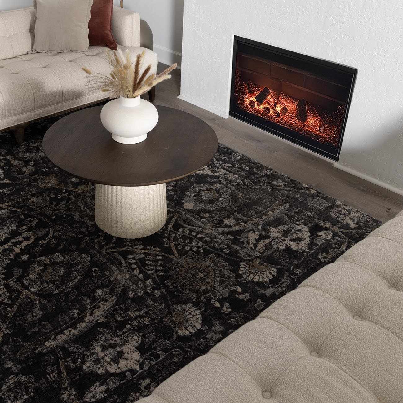 Georgiana Charcoal Area Rug - Quahog Bay Bedding