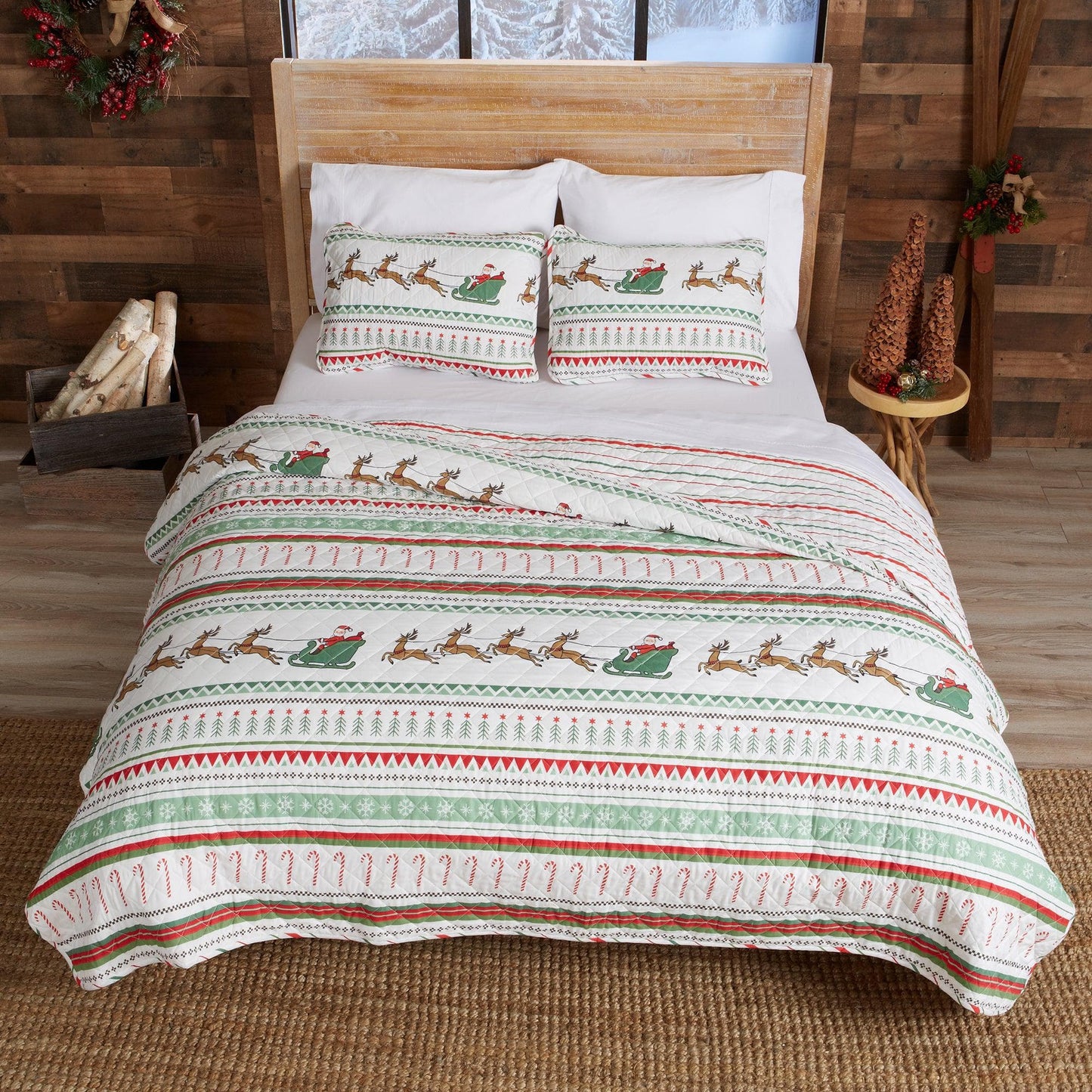 Christmas Quilt Set - Festive Collection - Striped Christmas Quilt