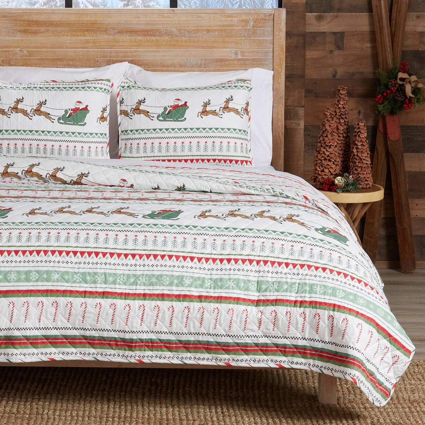 Christmas Quilt Set - Festive Collection - Striped Christmas Quilt