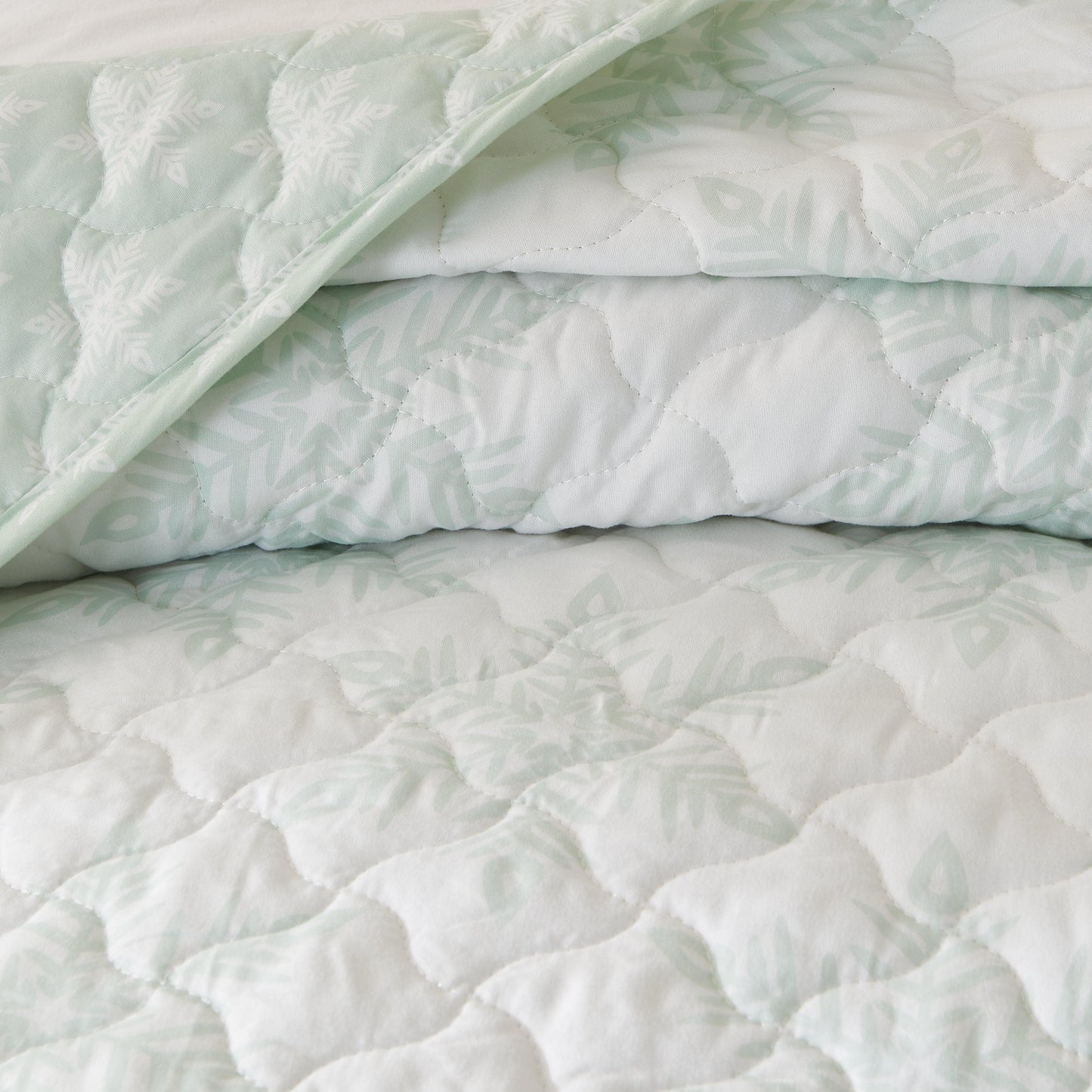 Aqua Blue Snowflake Quilt - Coastal Christmas Bedding