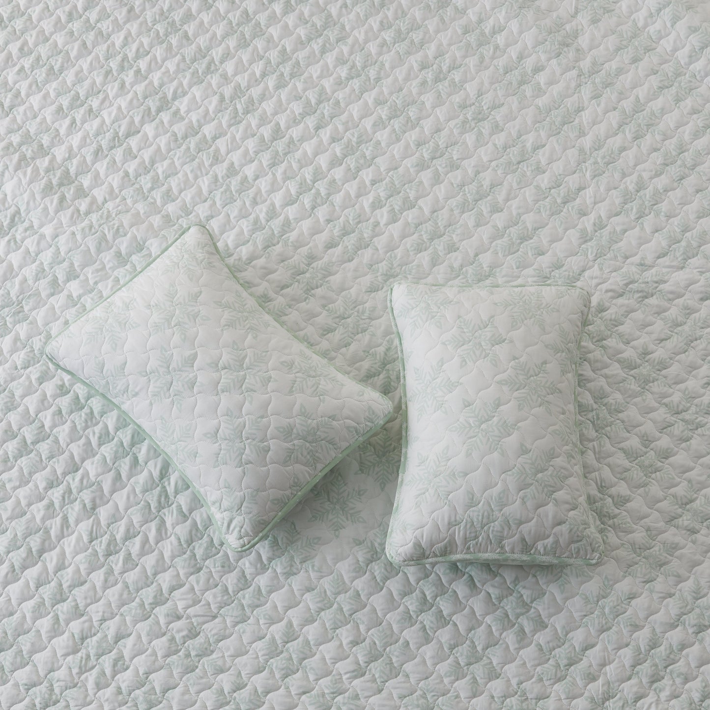 Aqua Blue Snowflake Quilt - Coastal Christmas Bedding