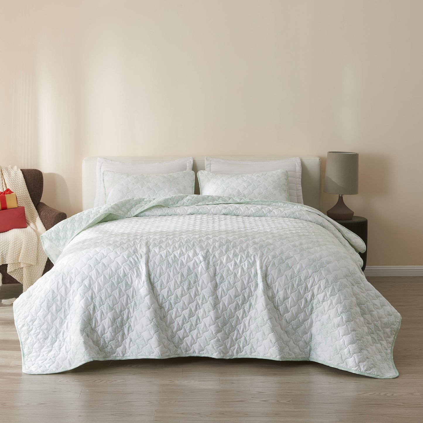 Aqua Blue Snowflake Quilt - Coastal Christmas Bedding