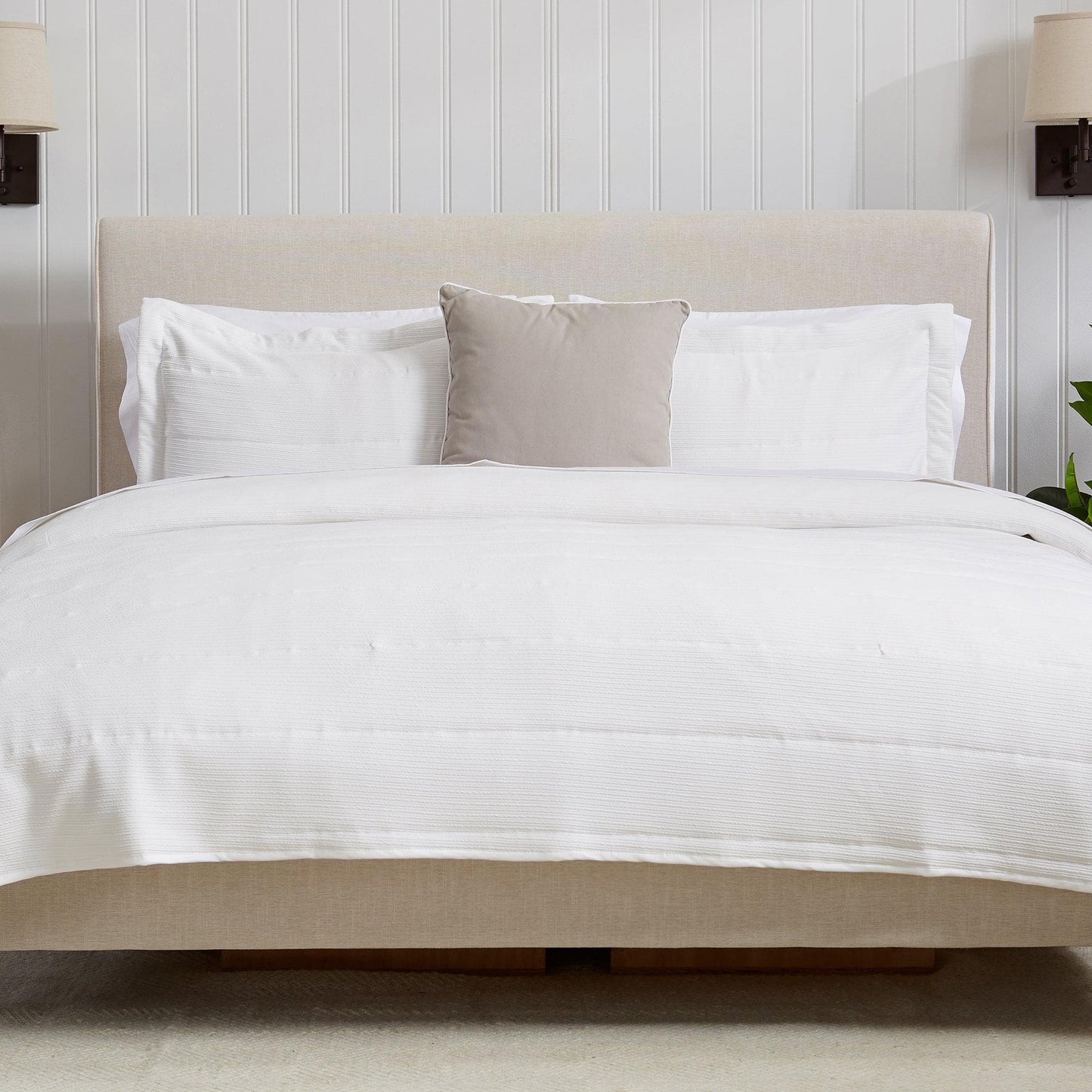 Coastal & Nautical Textured Striped Quilt Set - White, Light Grey & Navy