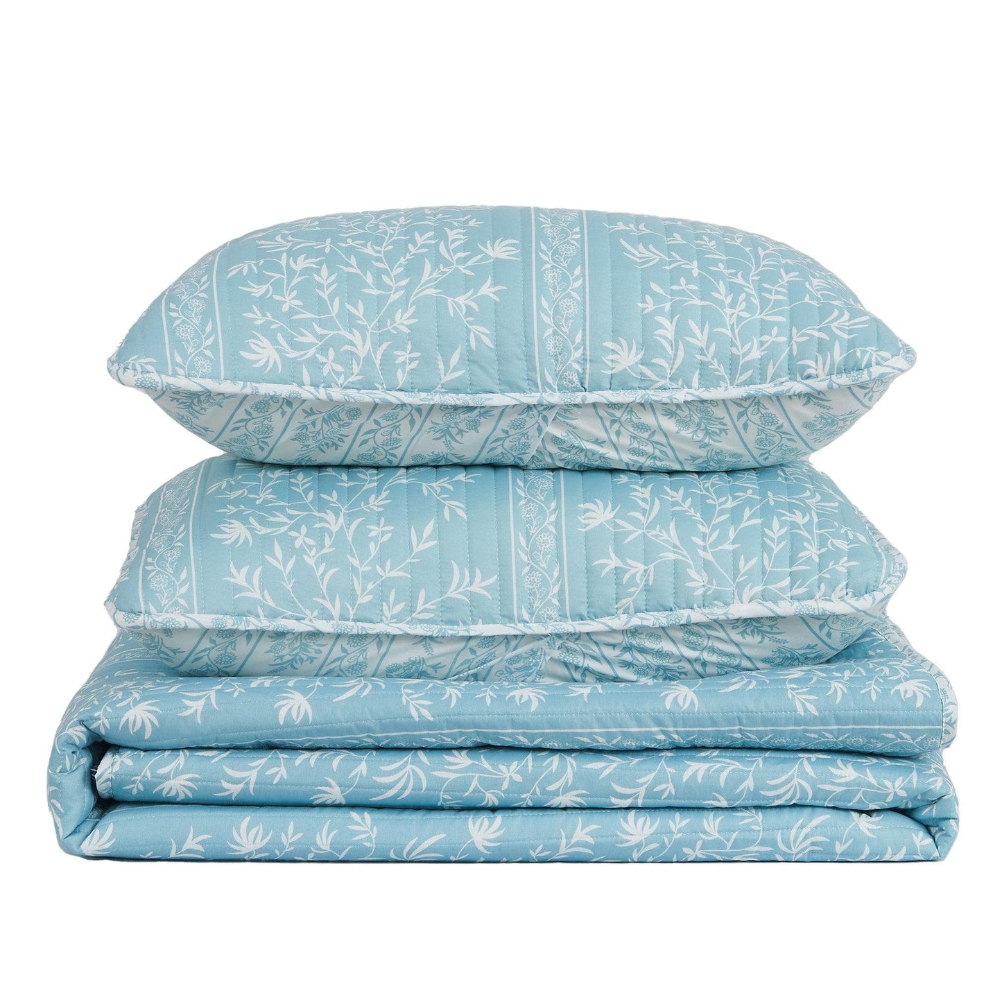 Blue Floral Quilt Set - Coastal Floral Quilts