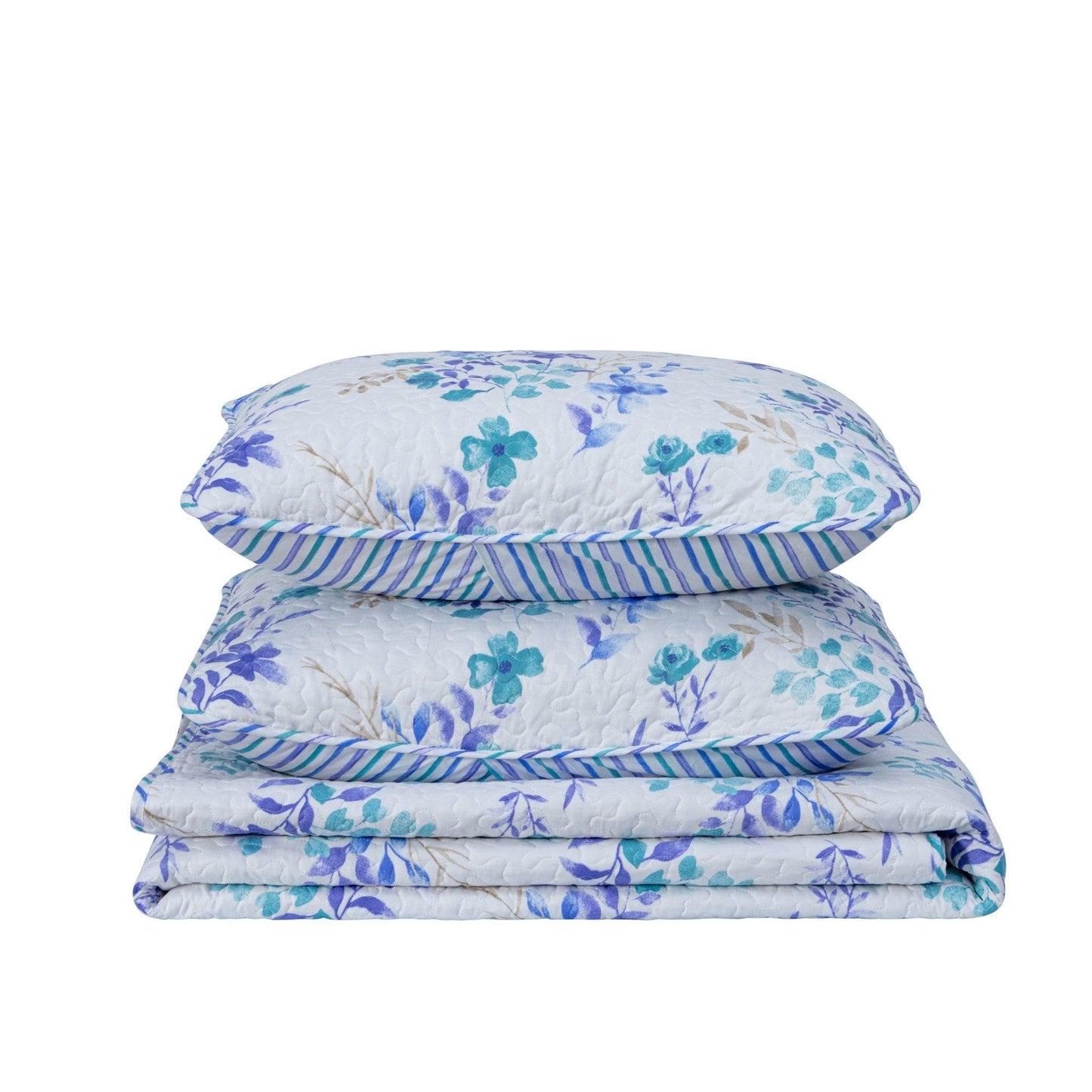 Beautiful Blue Floral Quilt Set - April Morning - Coastal Floral Bedding