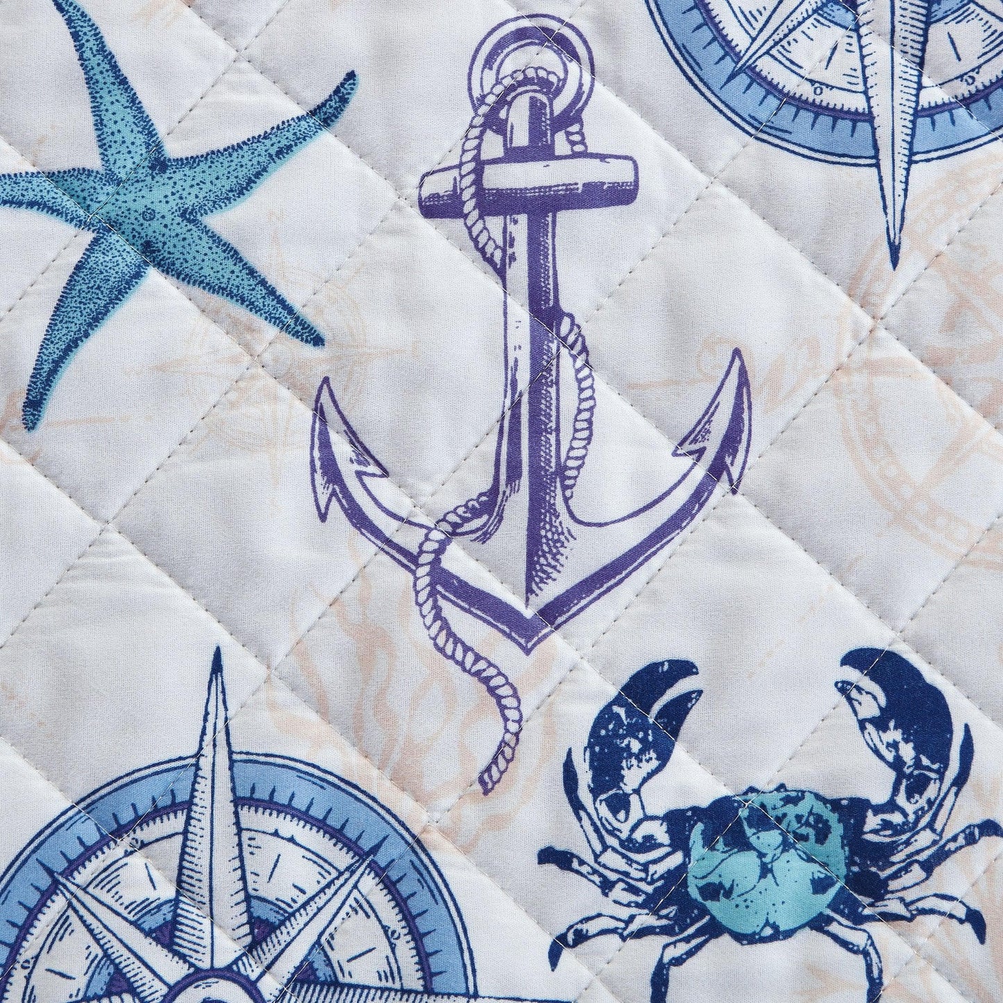 Coastal Azure Cotton Quilt Set 3PC - Blue Coastal Bedding Sets