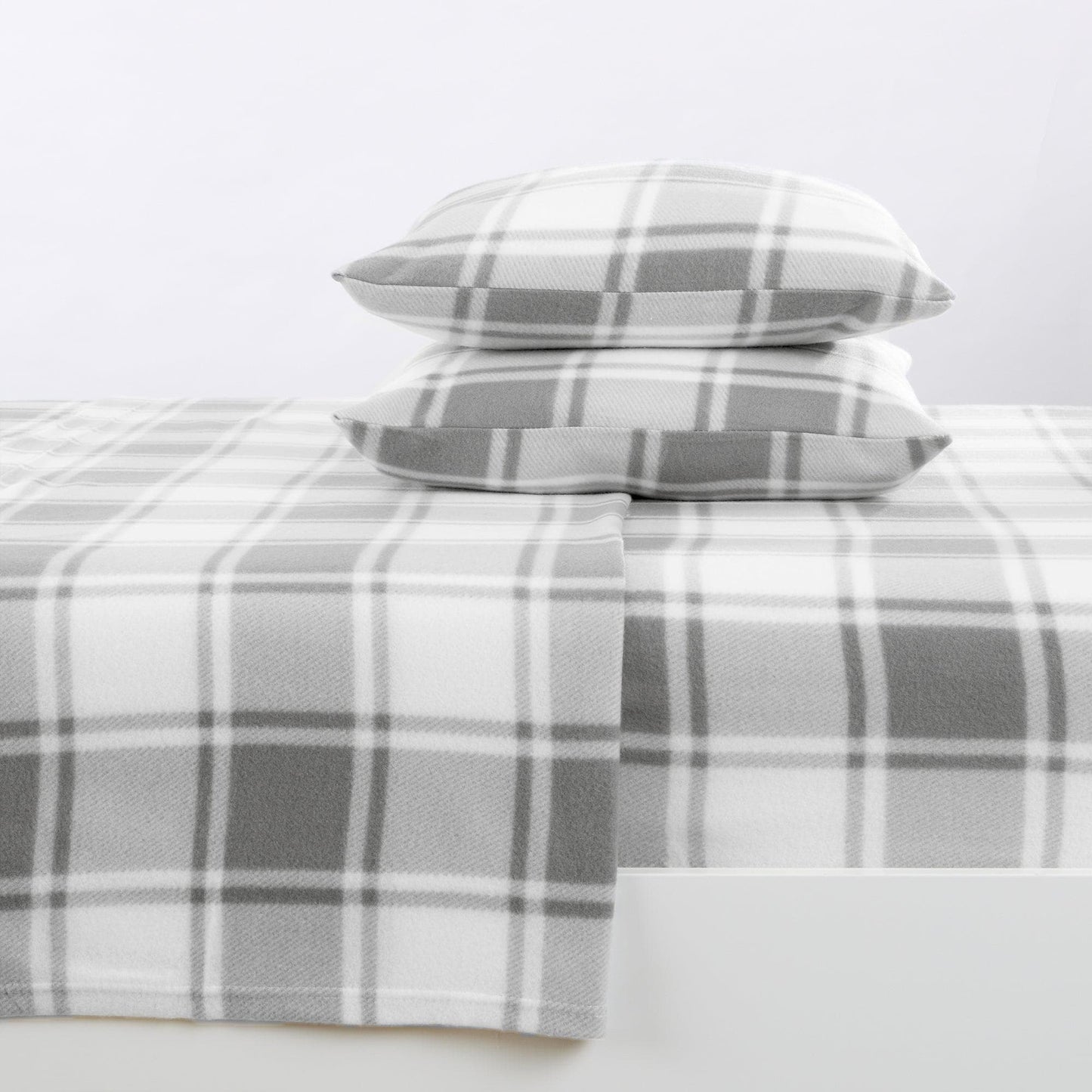 Plaid Fleece Sheet Sets - Navy Blue, Grey, Red & Black