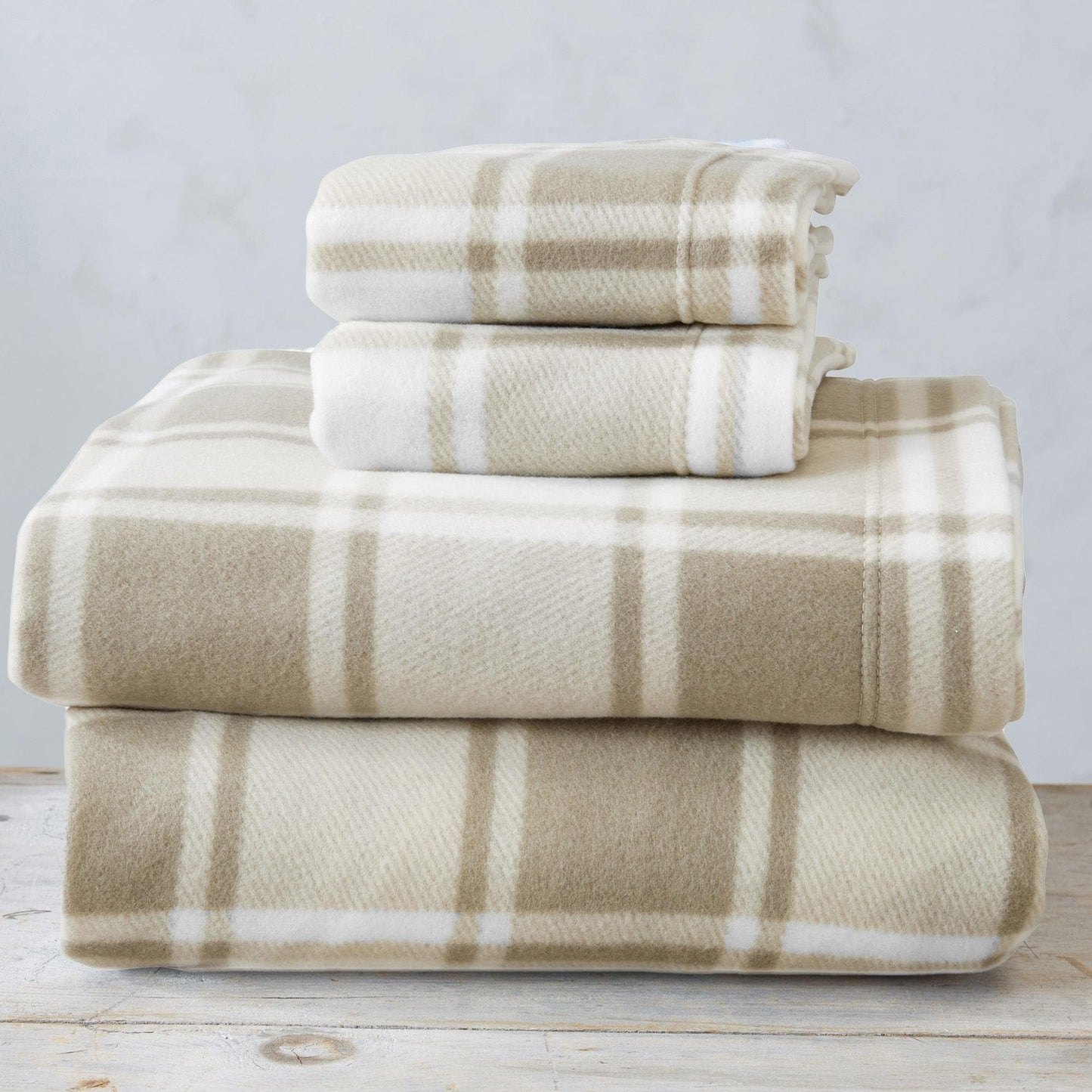 Plaid Fleece Sheet Sets - Navy Blue, Grey, Red & Black
