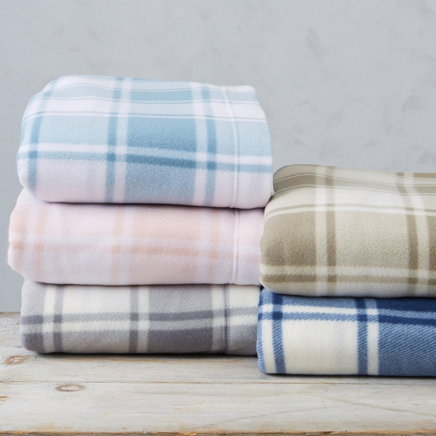Plaid Fleece Sheet Sets - Navy Blue, Grey, Red & Black