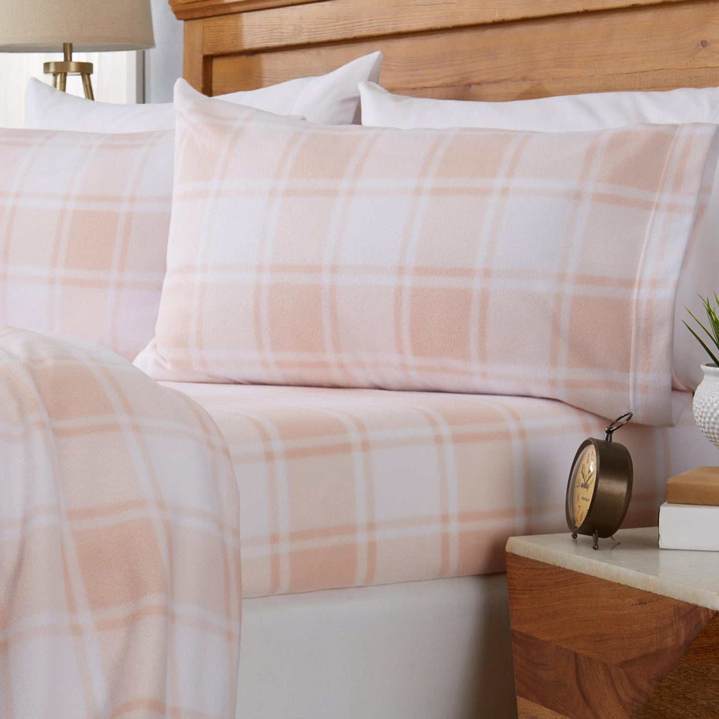 Plaid Fleece Sheet Sets - Navy Blue, Grey, Red & Black