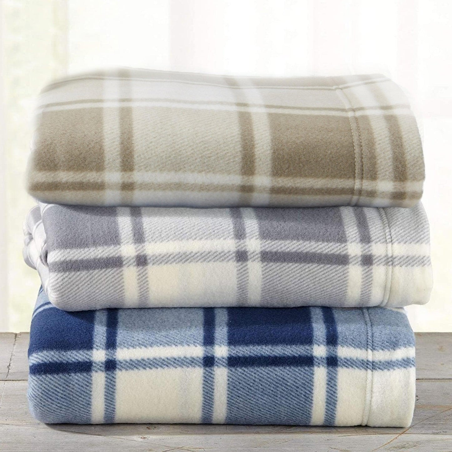 Plaid Fleece Sheet Sets - Navy Blue, Grey, Red & Black
