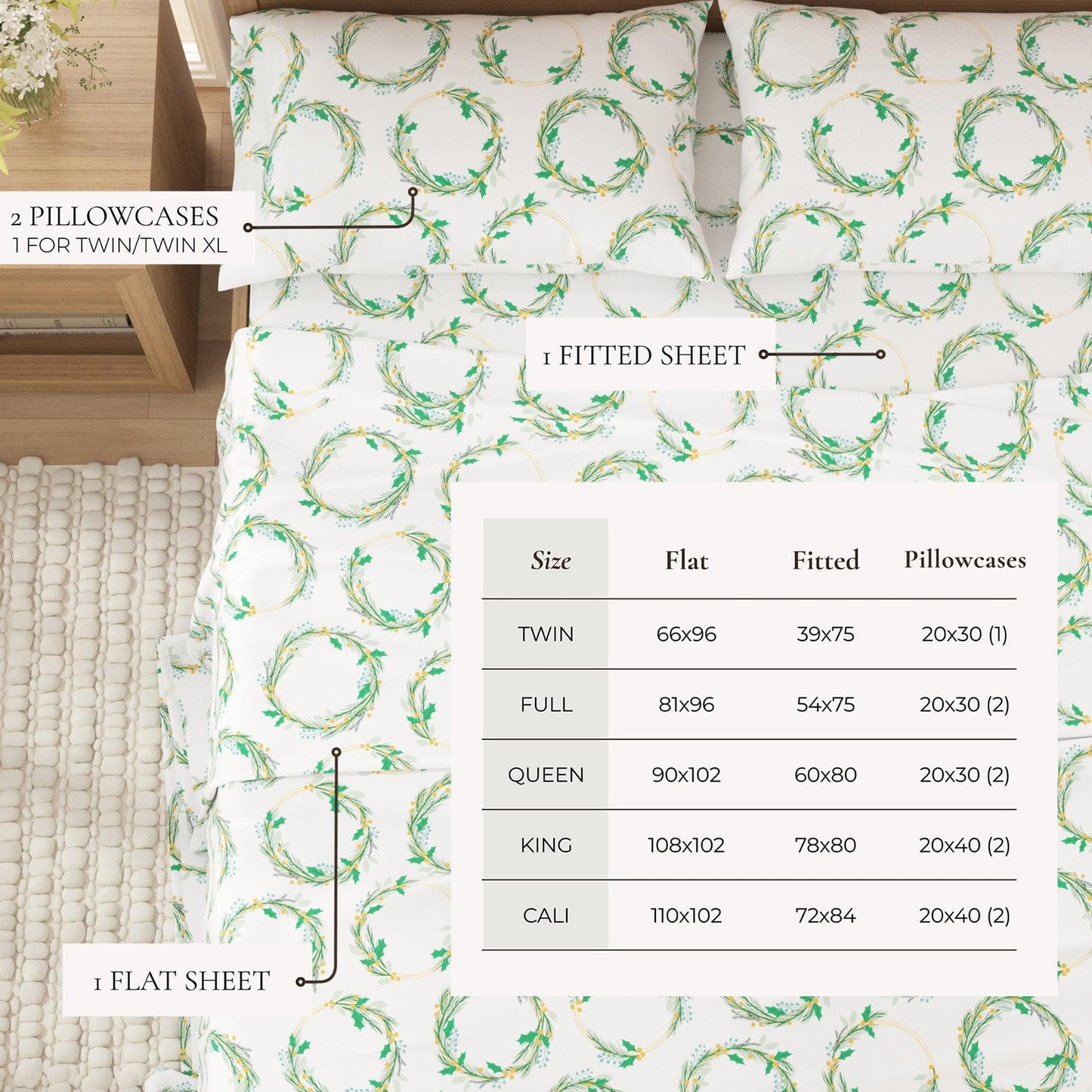 4-Piece Turkish Cotton Flannel Sheet - Fall & Christmas Sheets