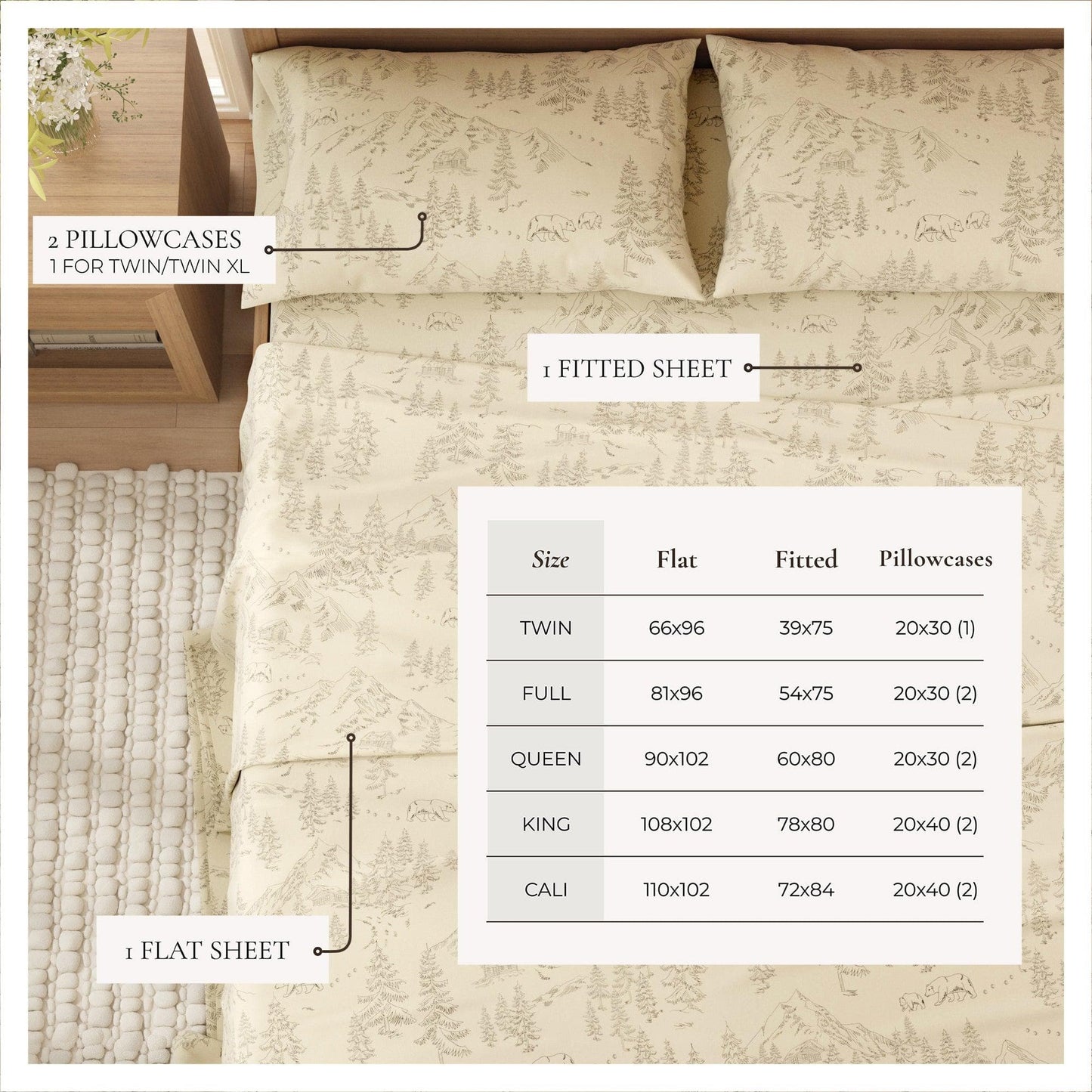4-Piece Turkish Cotton Flannel Sheet - Fall & Christmas Sheets