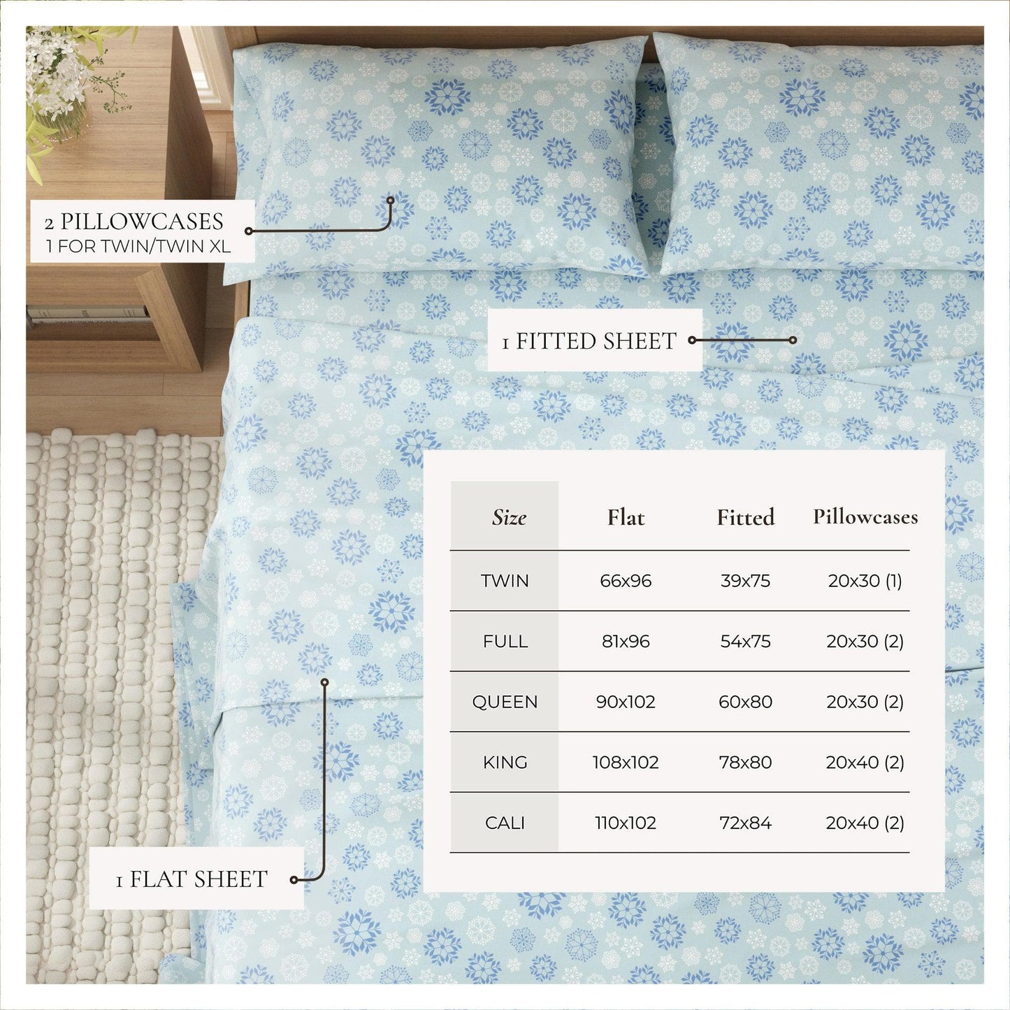 4-Piece Turkish Cotton Flannel Sheet - Fall & Christmas Sheets