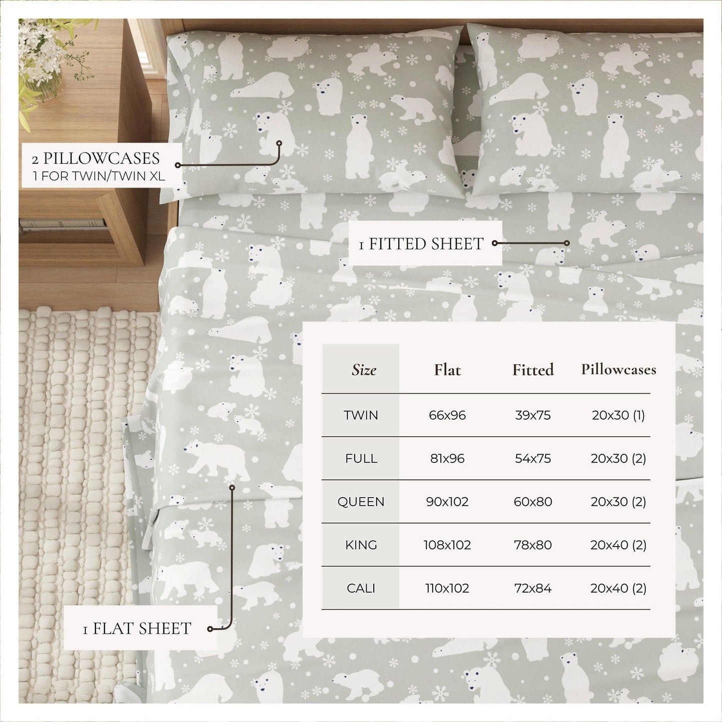 4-Piece Turkish Cotton Flannel Sheet - Fall & Christmas Sheets