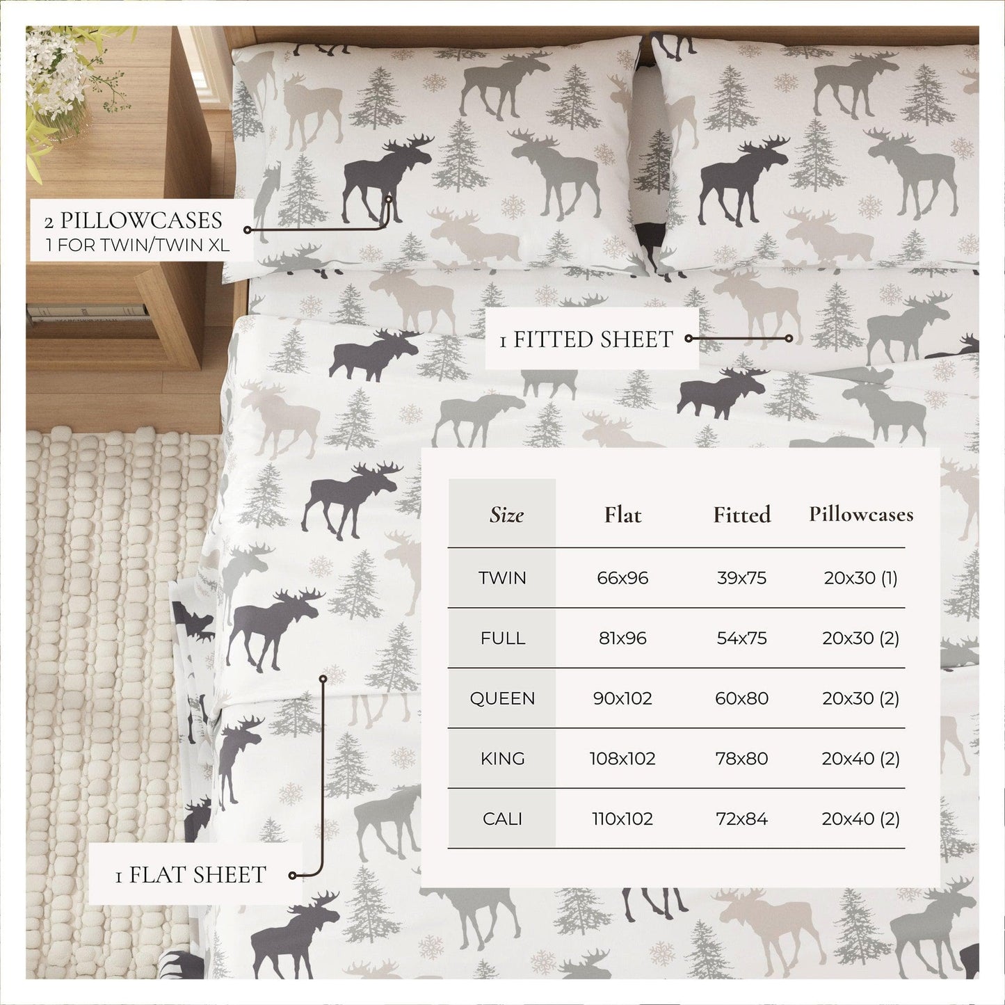 4-Piece Turkish Cotton Flannel Sheet - Fall & Christmas Sheets