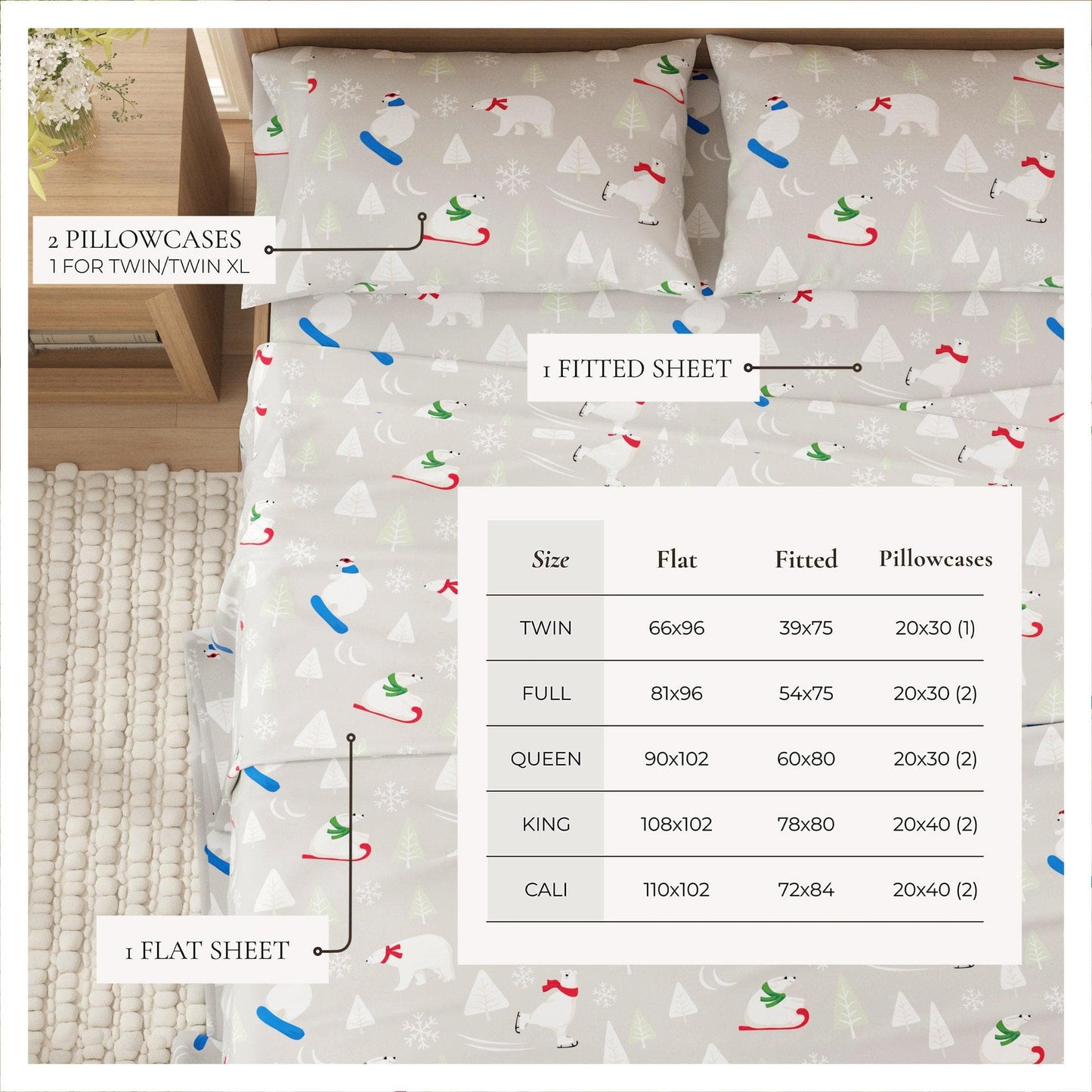 4-Piece Turkish Cotton Flannel Sheet - Fall & Christmas Sheets
