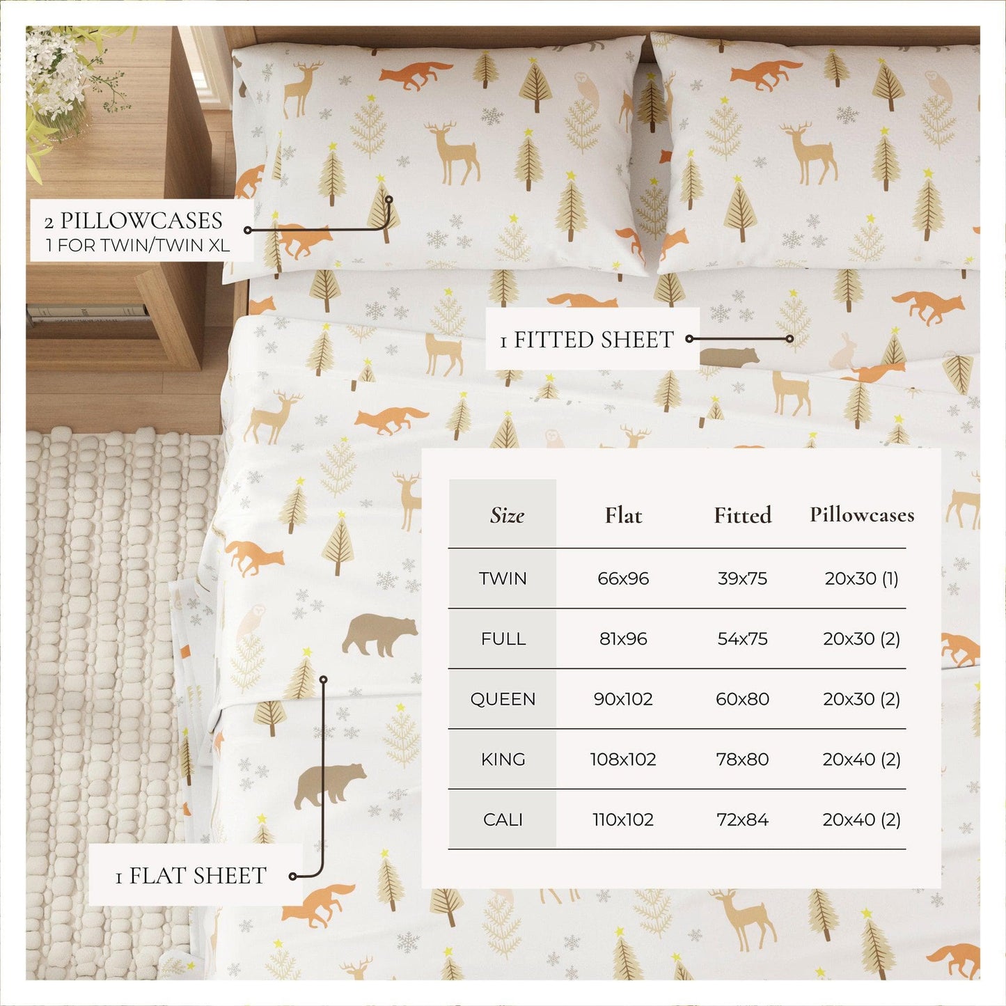 4-Piece Turkish Cotton Flannel Sheet - Fall & Christmas Sheets