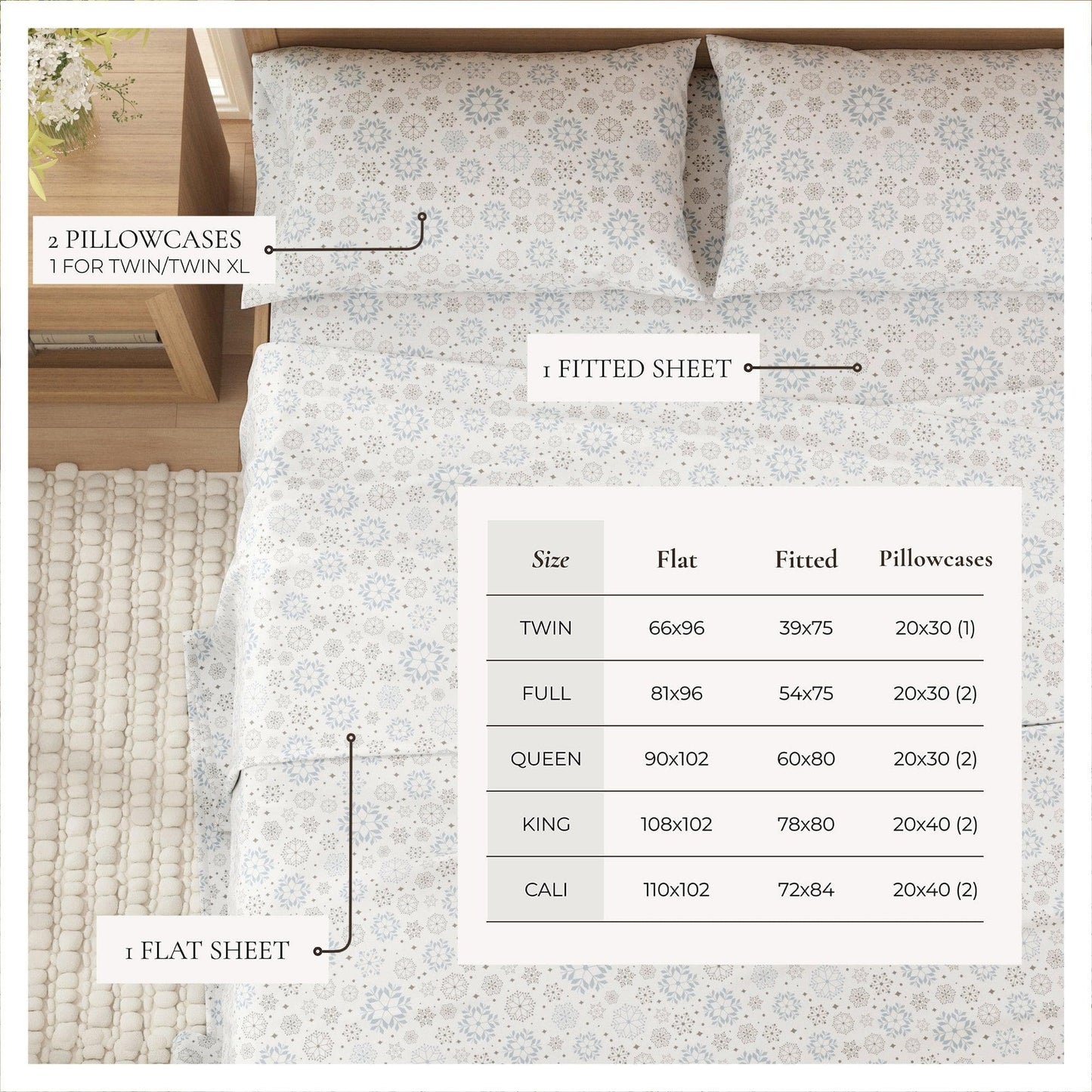 4-Piece Turkish Cotton Flannel Sheet - Fall & Christmas Sheets