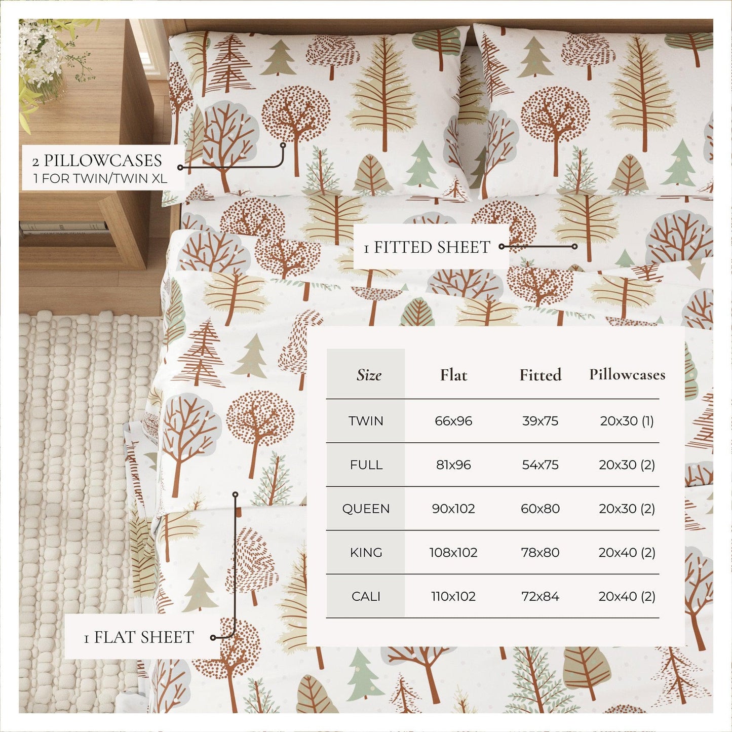 4-Piece Turkish Cotton Flannel Sheet - Fall & Christmas Sheets