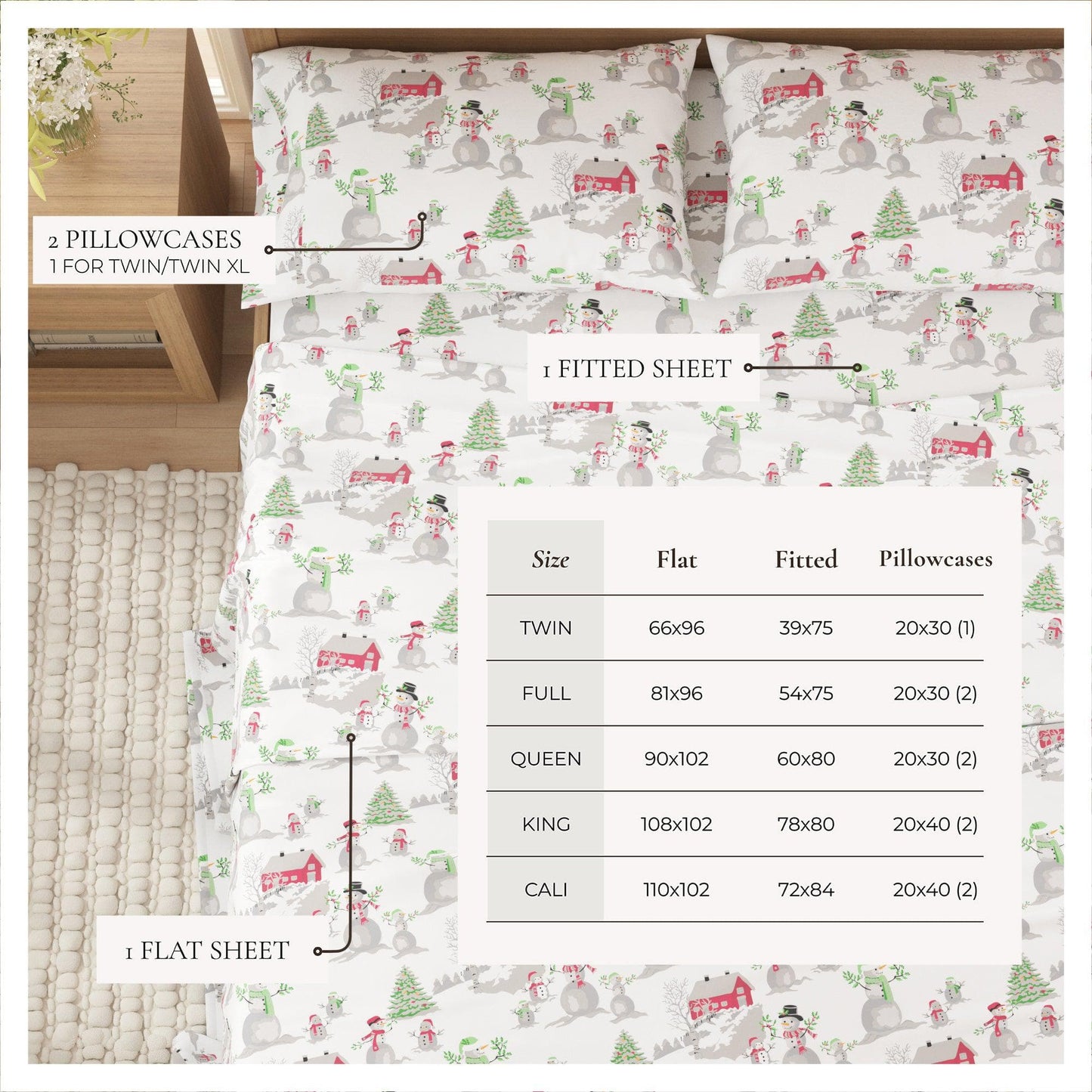 4-Piece Turkish Cotton Flannel Sheet - Fall & Christmas Sheets