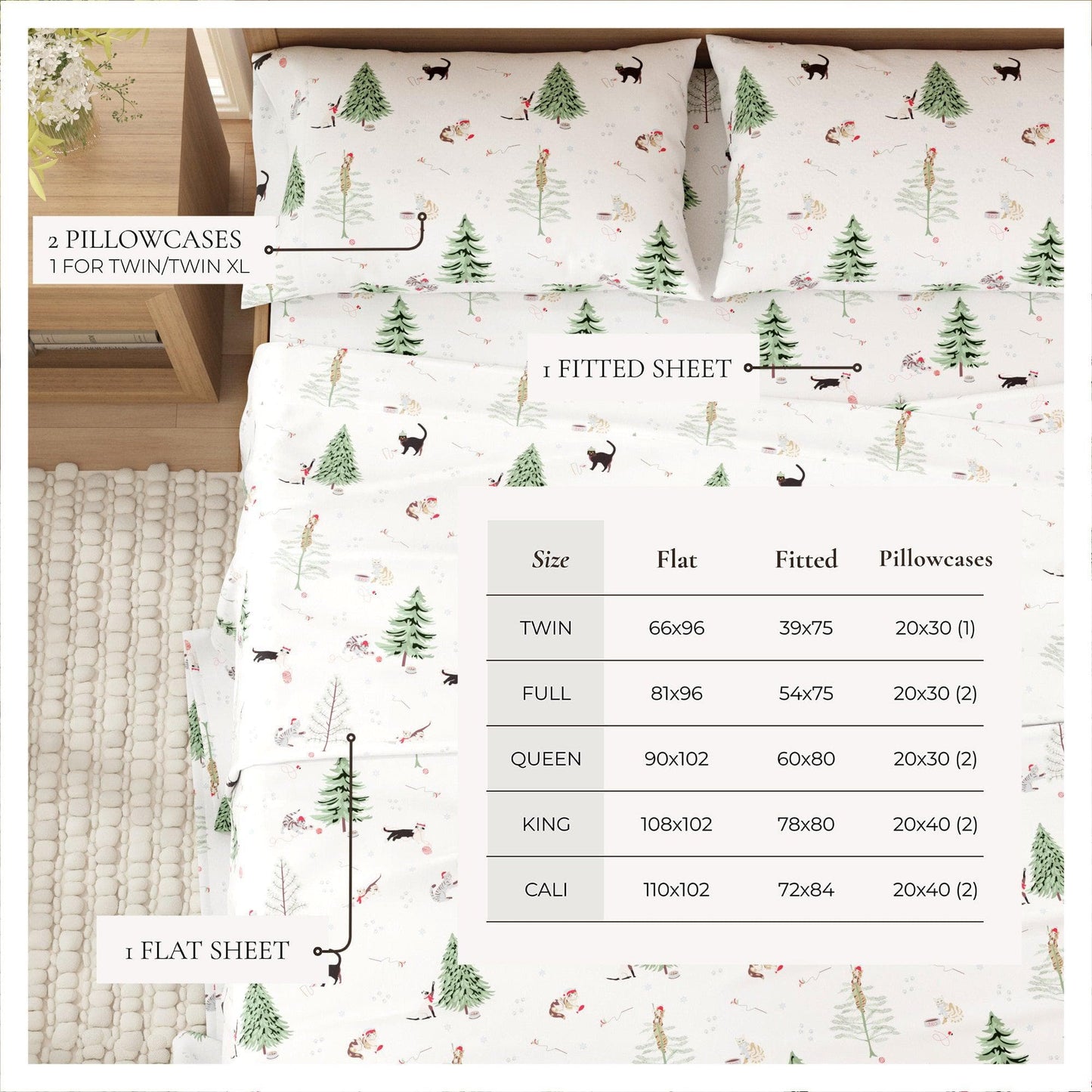 100% Turkish Cotton Flannel Sheet Sets - Christmas Sheets