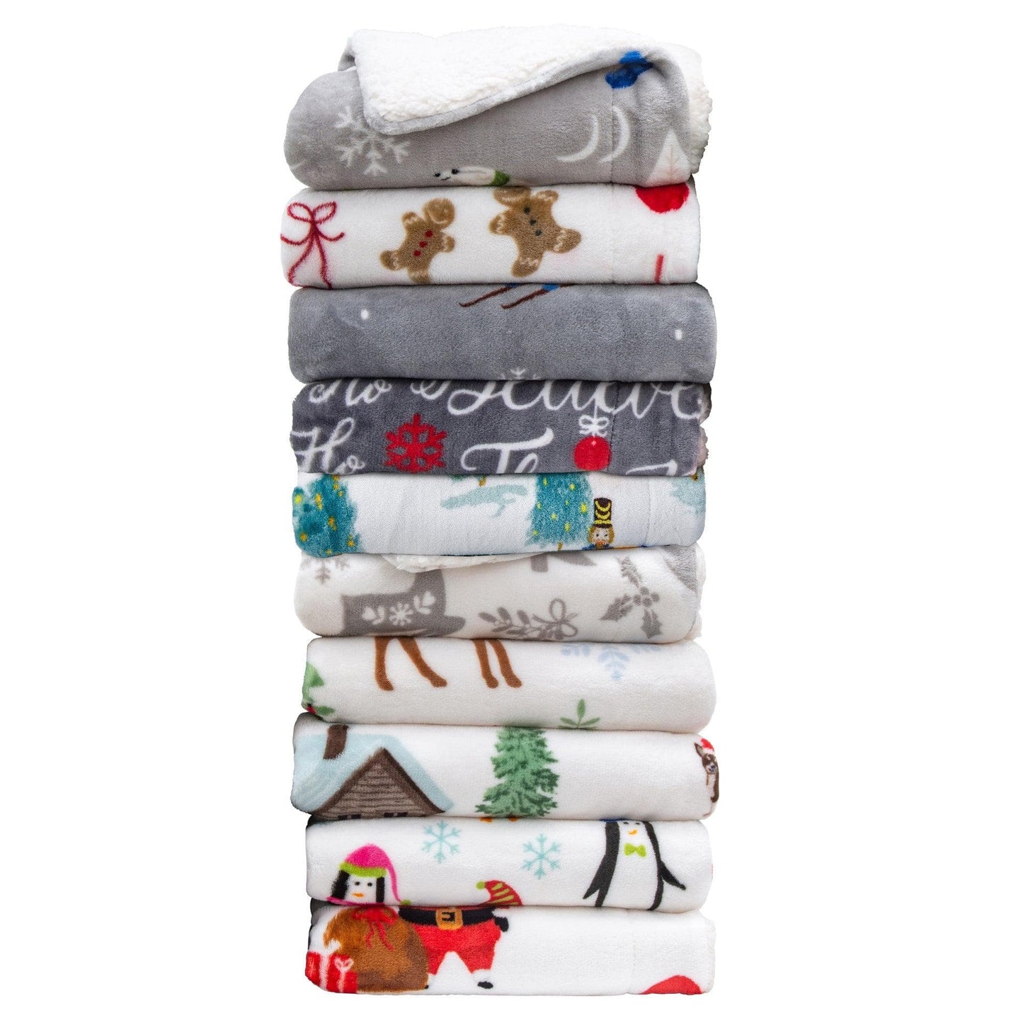 Christmas Sherpa Throw Blanket - Festive Christmas Themed Bedding