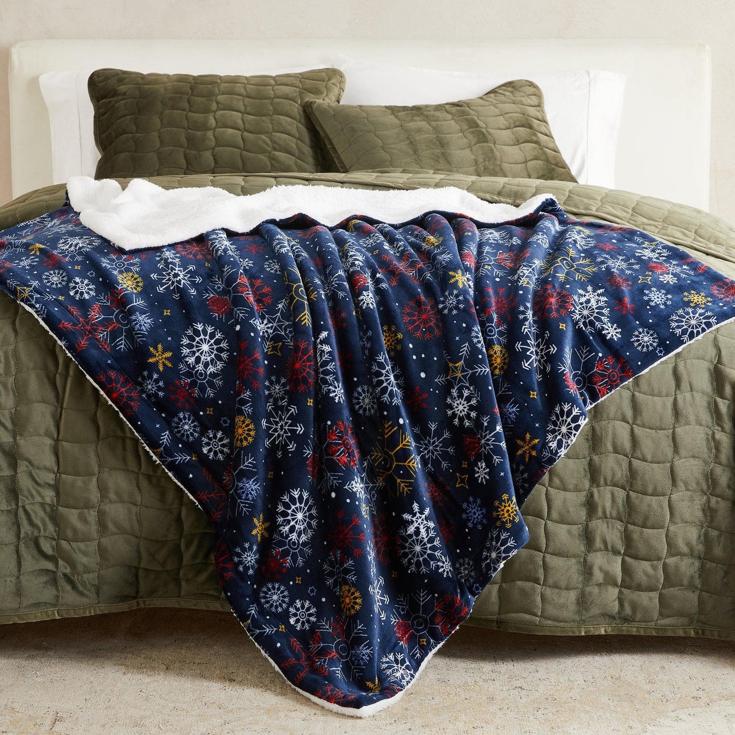 Christmas Sherpa Throw Blanket - Festive Christmas Themed Bedding