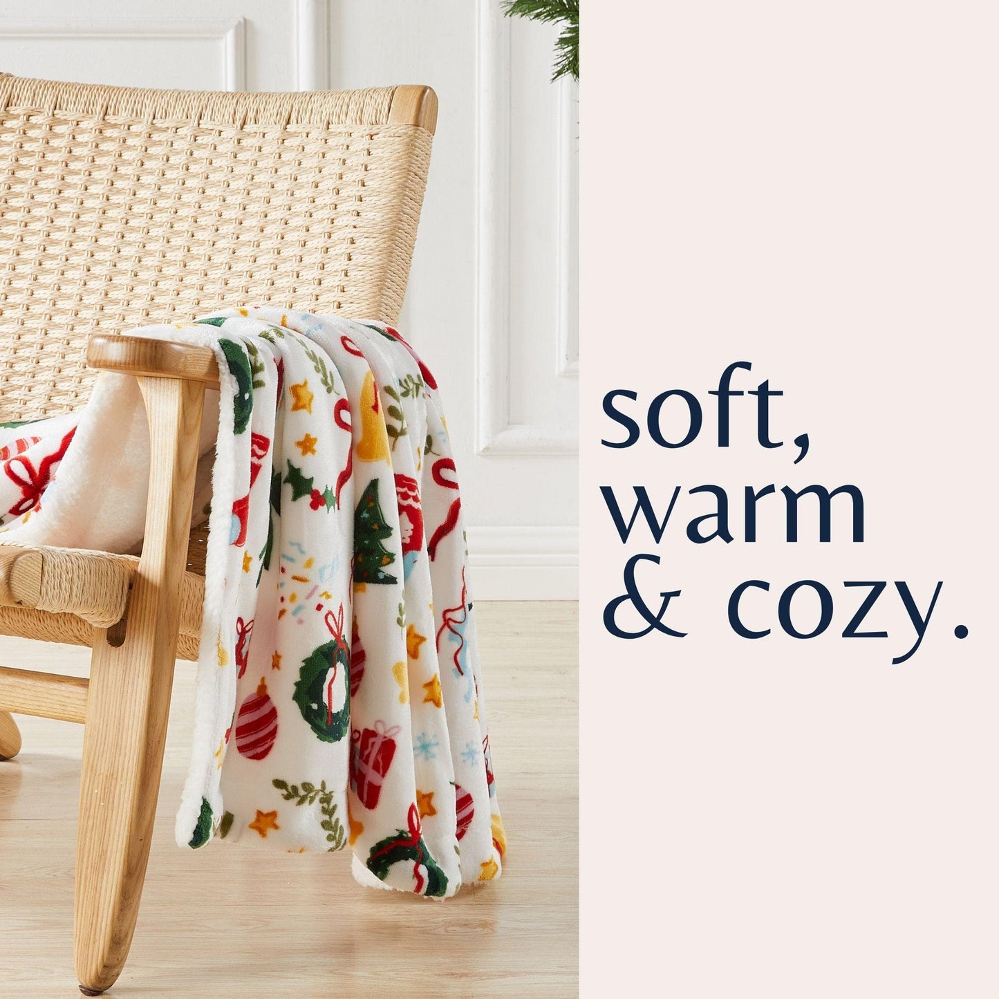 Christmas Sherpa Throw Blanket - Festive Christmas Themed Bedding