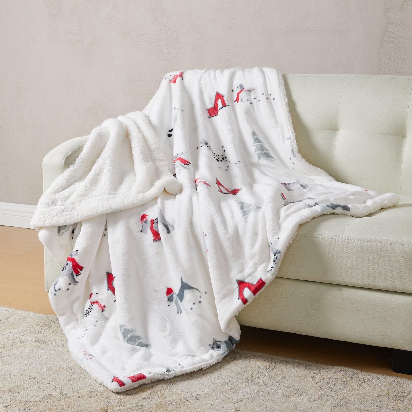 Christmas Sherpa Throw Blanket - Festive Christmas Themed Bedding