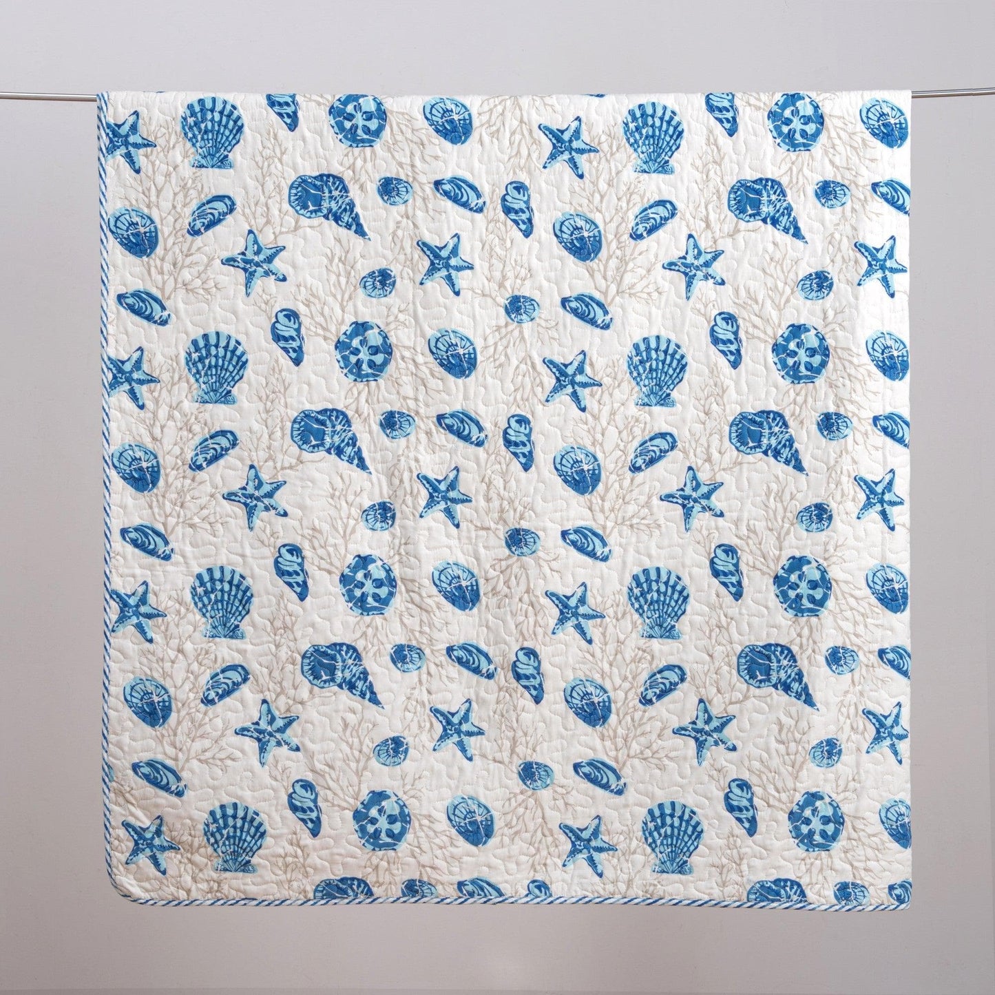 Coastal Blue Quilt Set Bali Collection 3PC - Lightweight Microfiber