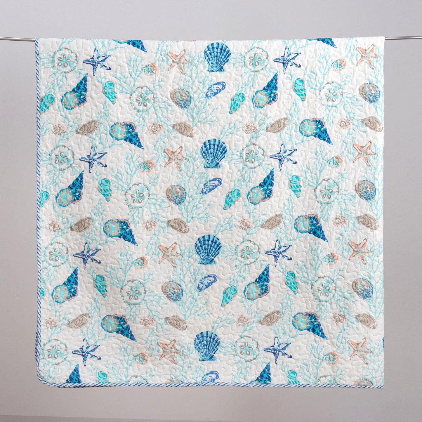Coastal Blue Quilt Set Bali Collection 3PC - Lightweight Microfiber