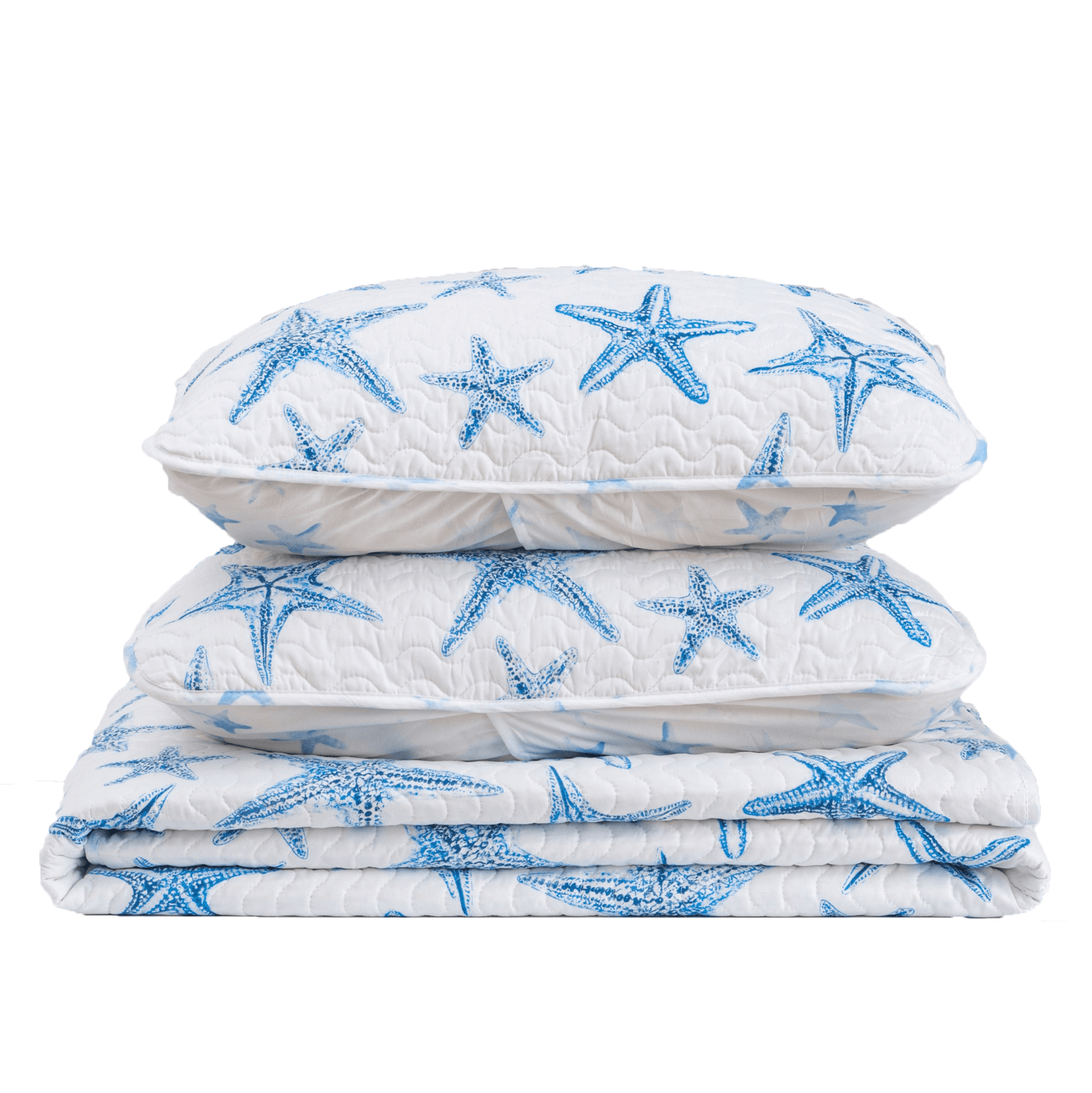 Trinidad Coastal Blue Sea Star Quilt Set 3PC - Starfish Themed Quilts