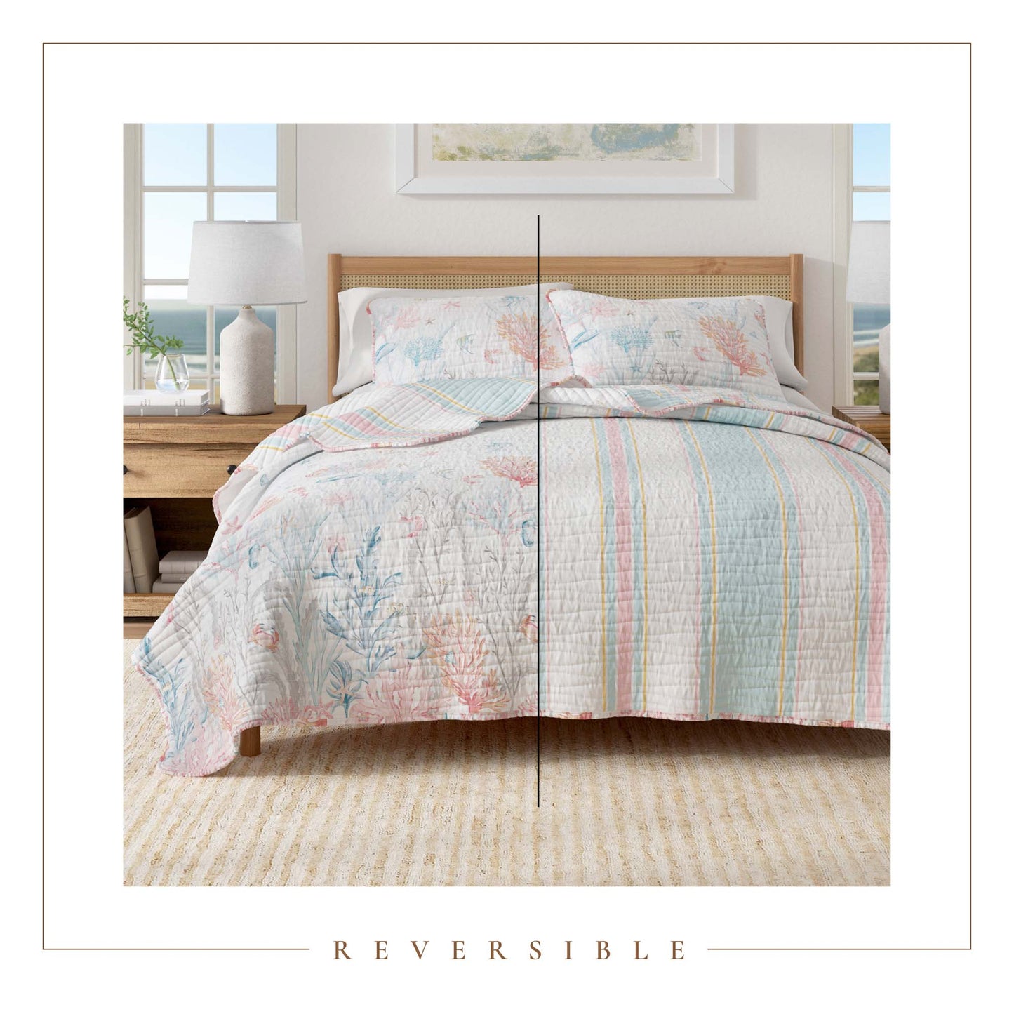Coastal Coral Reef Quilt Set - Coastal Coral Themed Bedding